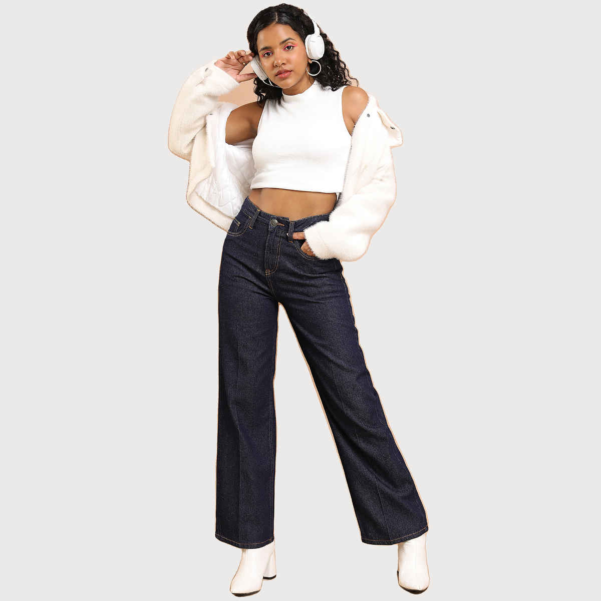 Tokyo Talkies Women's Flared Clean Look Cotton Jeans | Indigo - 28