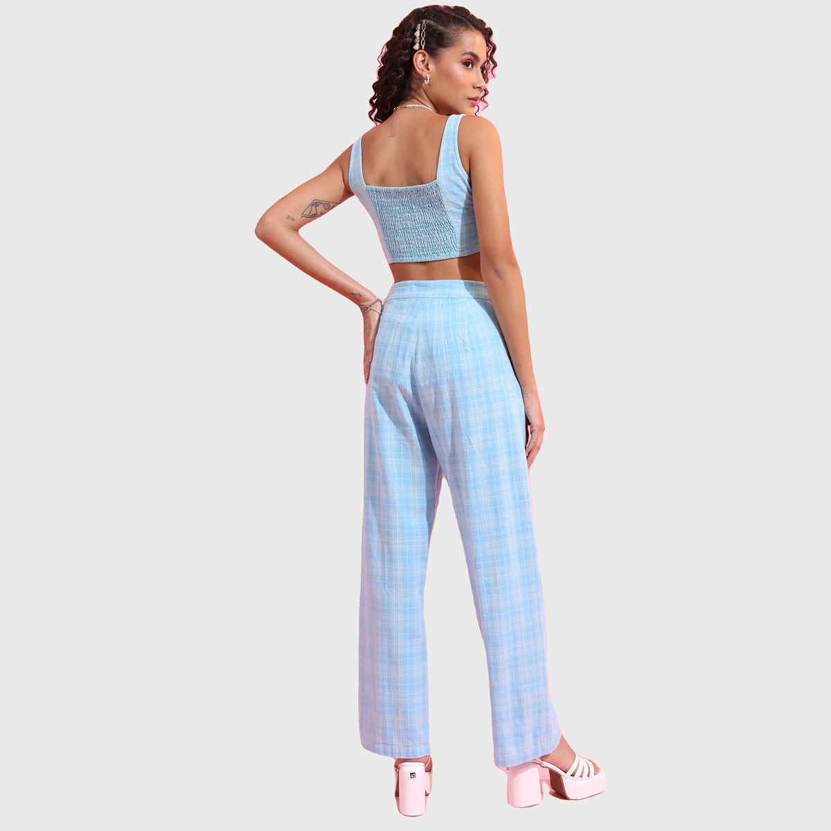 Tokyo Talkies Women's Top Palazzos Co-ords Set | Blue - L