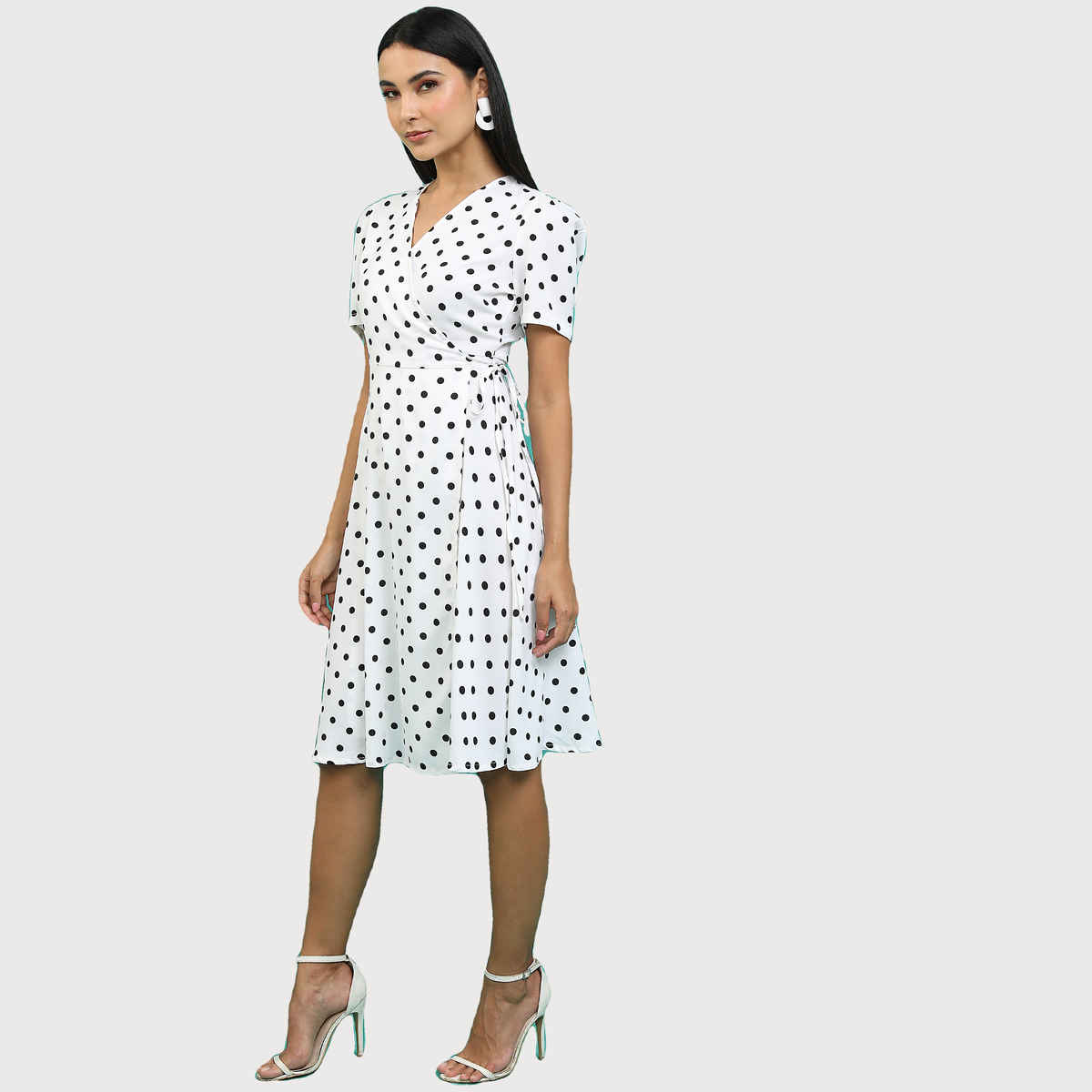 Ketch Women White Printed Fit And Flare Dresses | White-Black | M