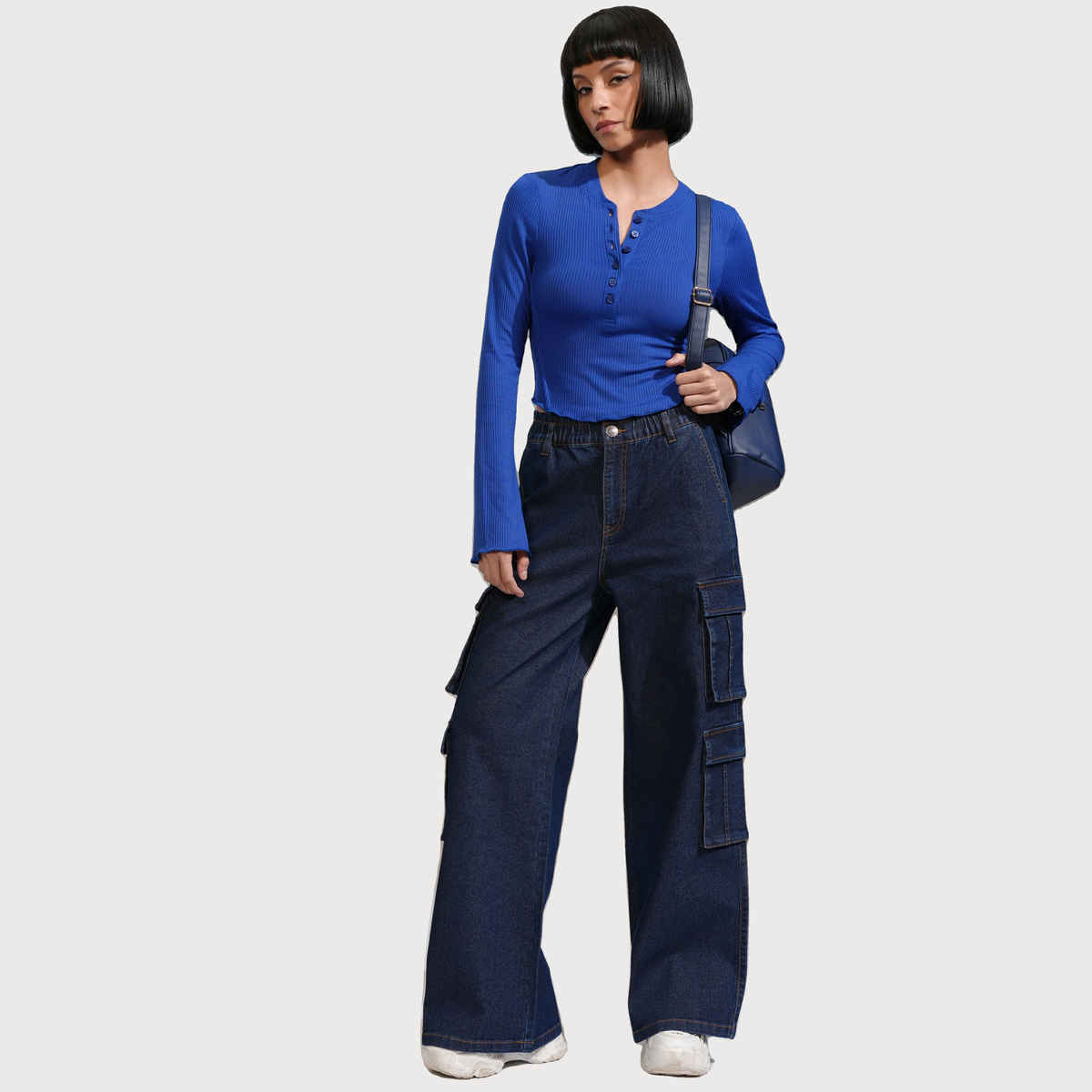 Tokyo Talkies Women's Straight Fit Cargo Jeans - 34