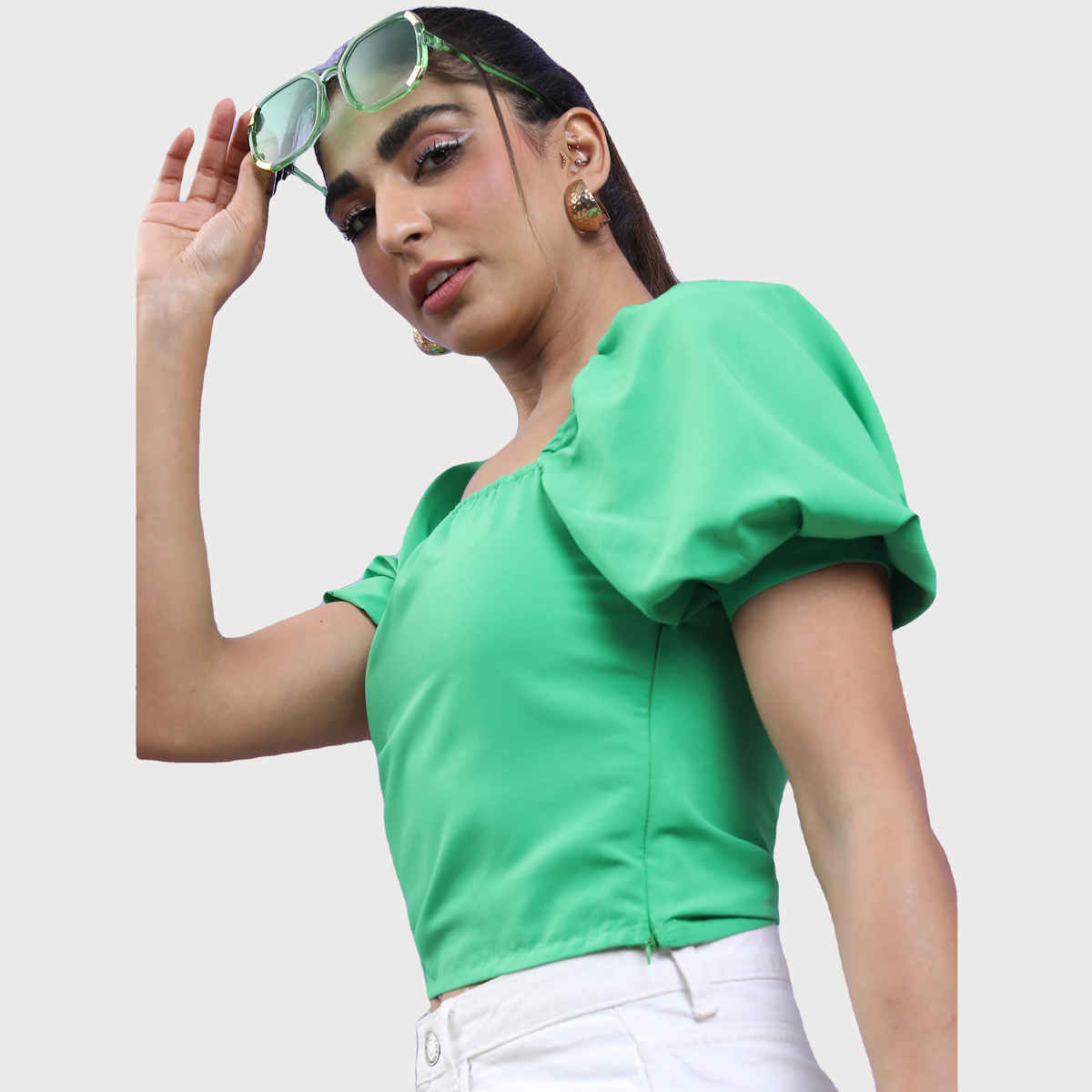 Tokyo Talkies Women's Regular Fit Top | Green - L