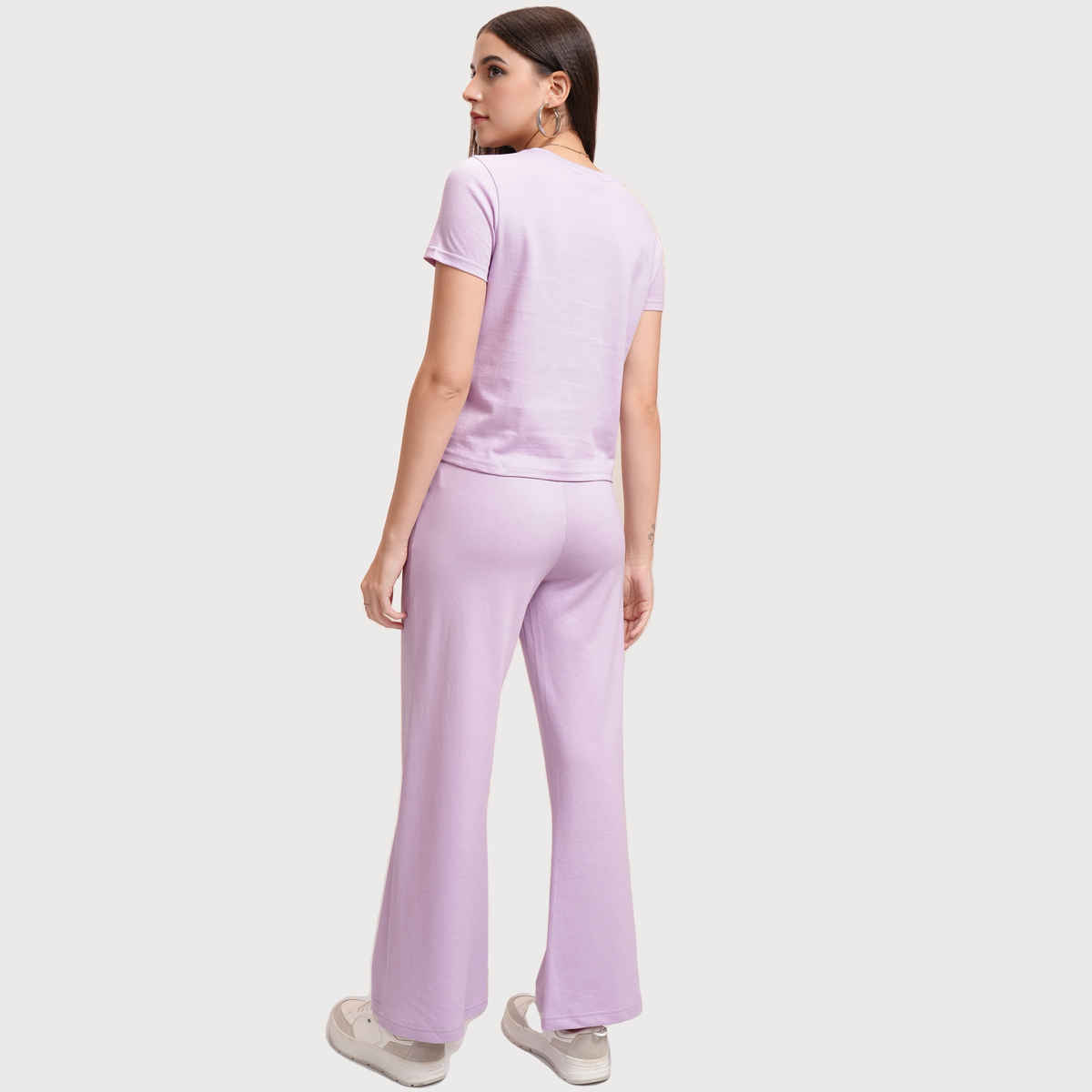 Tokyo Talkies Women's Disney Bambi Printed T-shirt with Trouser Sleepwear Set | Lavender - M