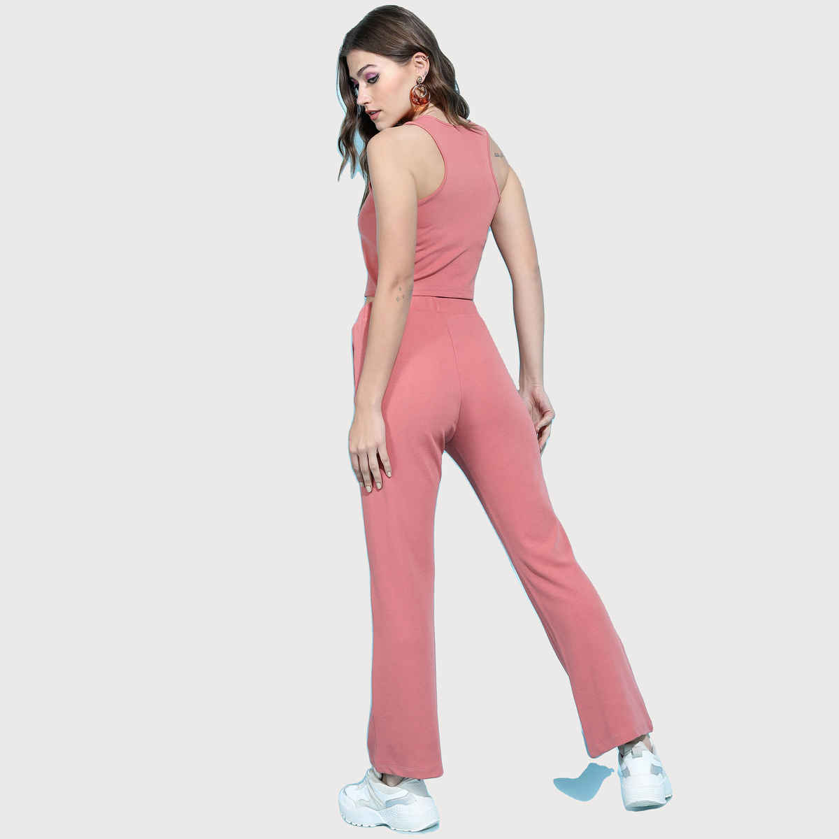 Tokyo Talkies Women's Beautiful Solid Top with Trouser | Pink - S