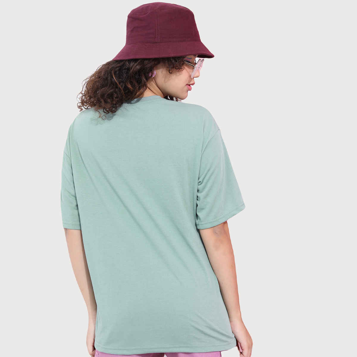 Tokyo Talkies Women's Typography Printed Oversized T-shirt | Green - S