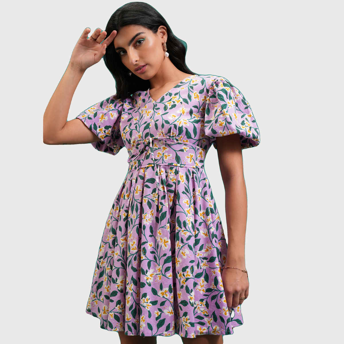 Tokyo Talkies Women's Printed Flared Dress | Violet - S