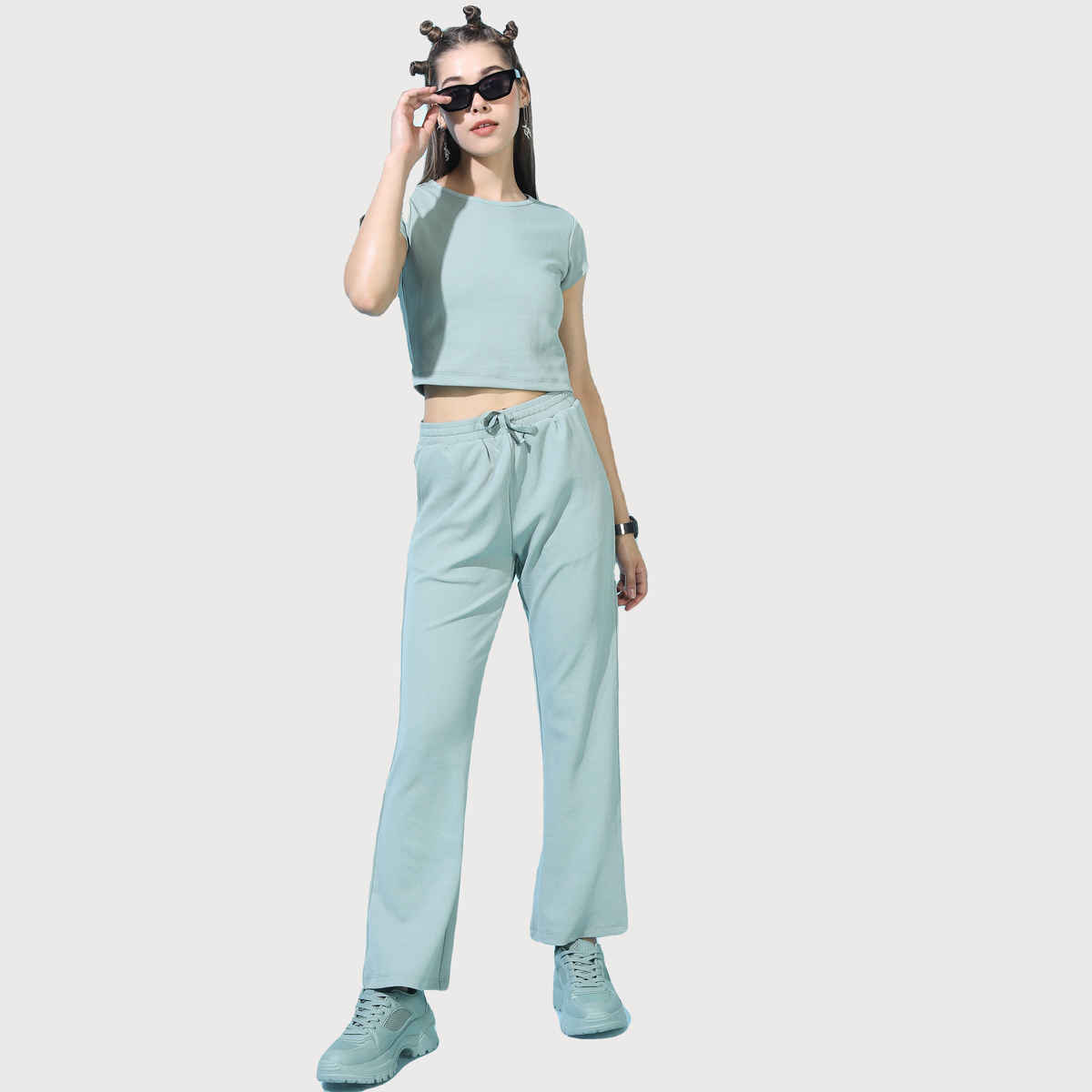 Tokyo Talkies Women's Top with Trouser | Green - M