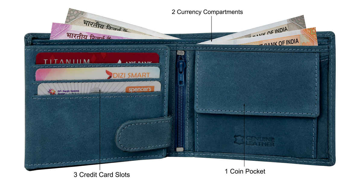 URBAN FOREST Men's Zeus Vintage Leather Wallet | Blue