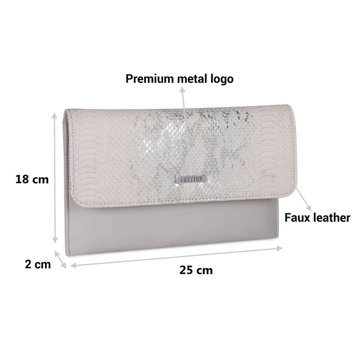 Metro Grey Synthetic Sling Bag for Women | 230-54-14