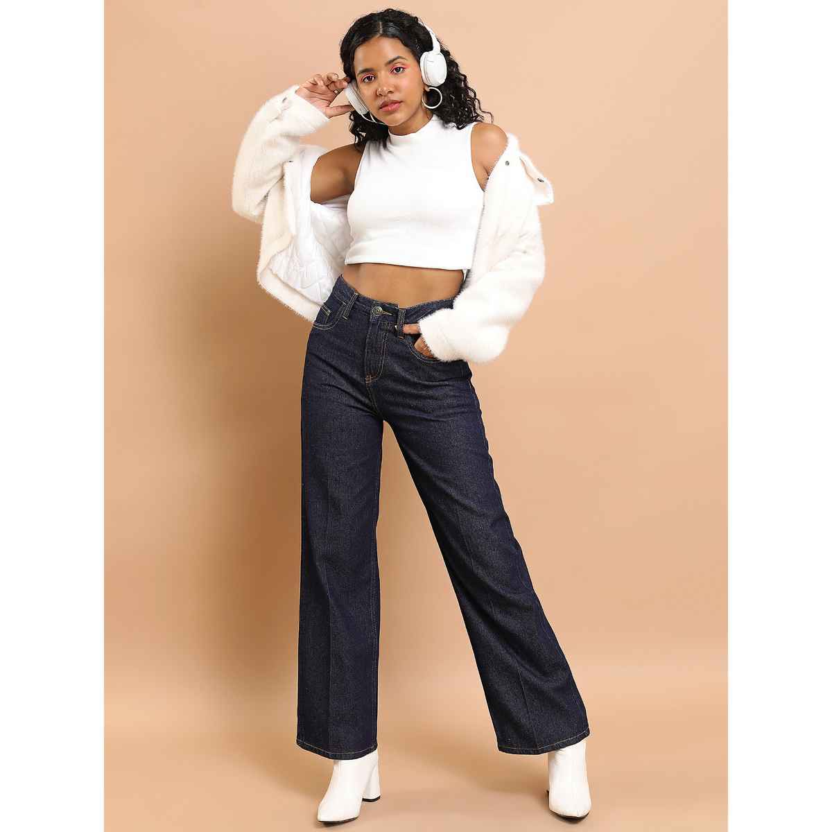 Tokyo Talkies Women's Flared Clean Look Cotton Jeans | Indigo - 30