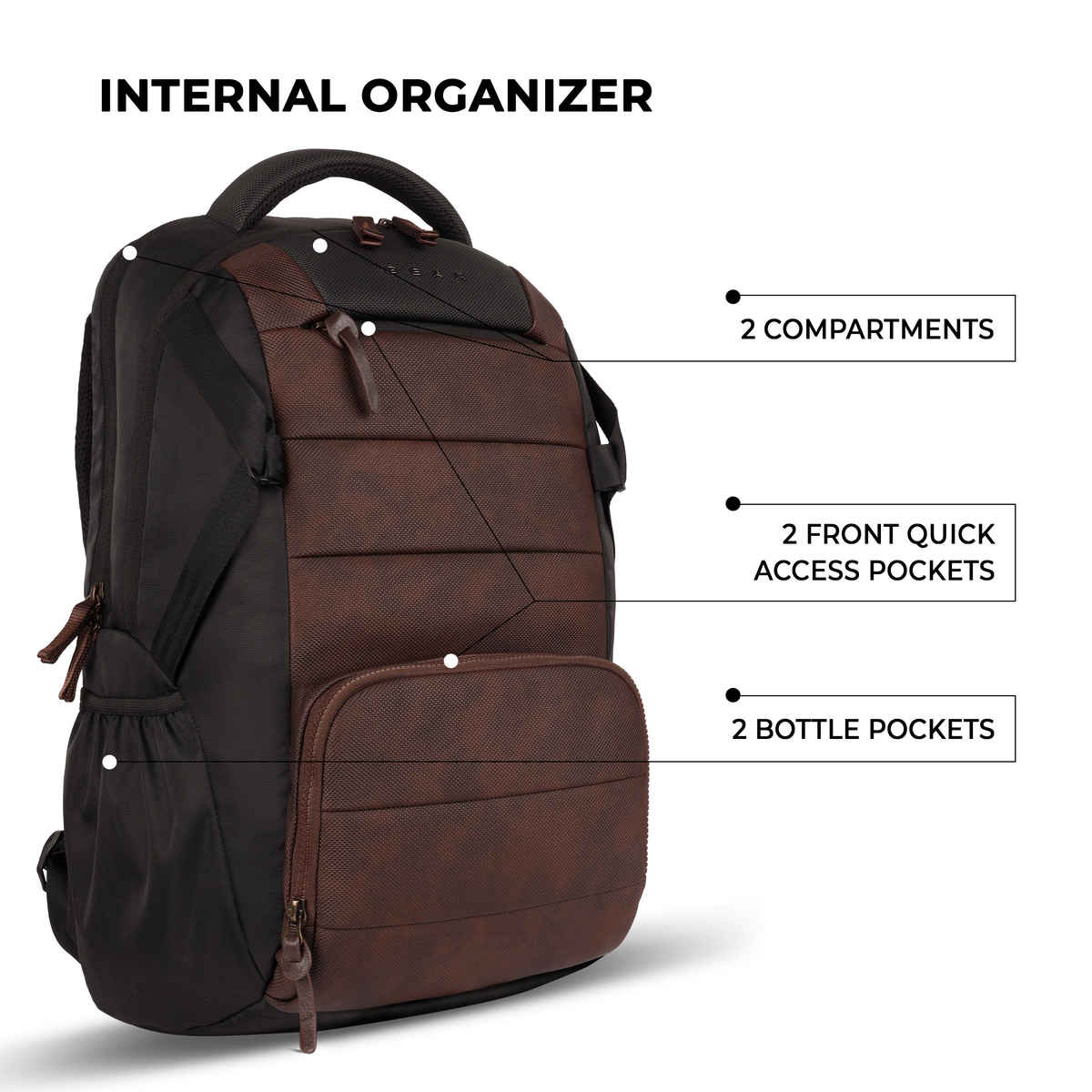 Gear Aspire 4 Faux Leather Laptop Backpack Brown Black