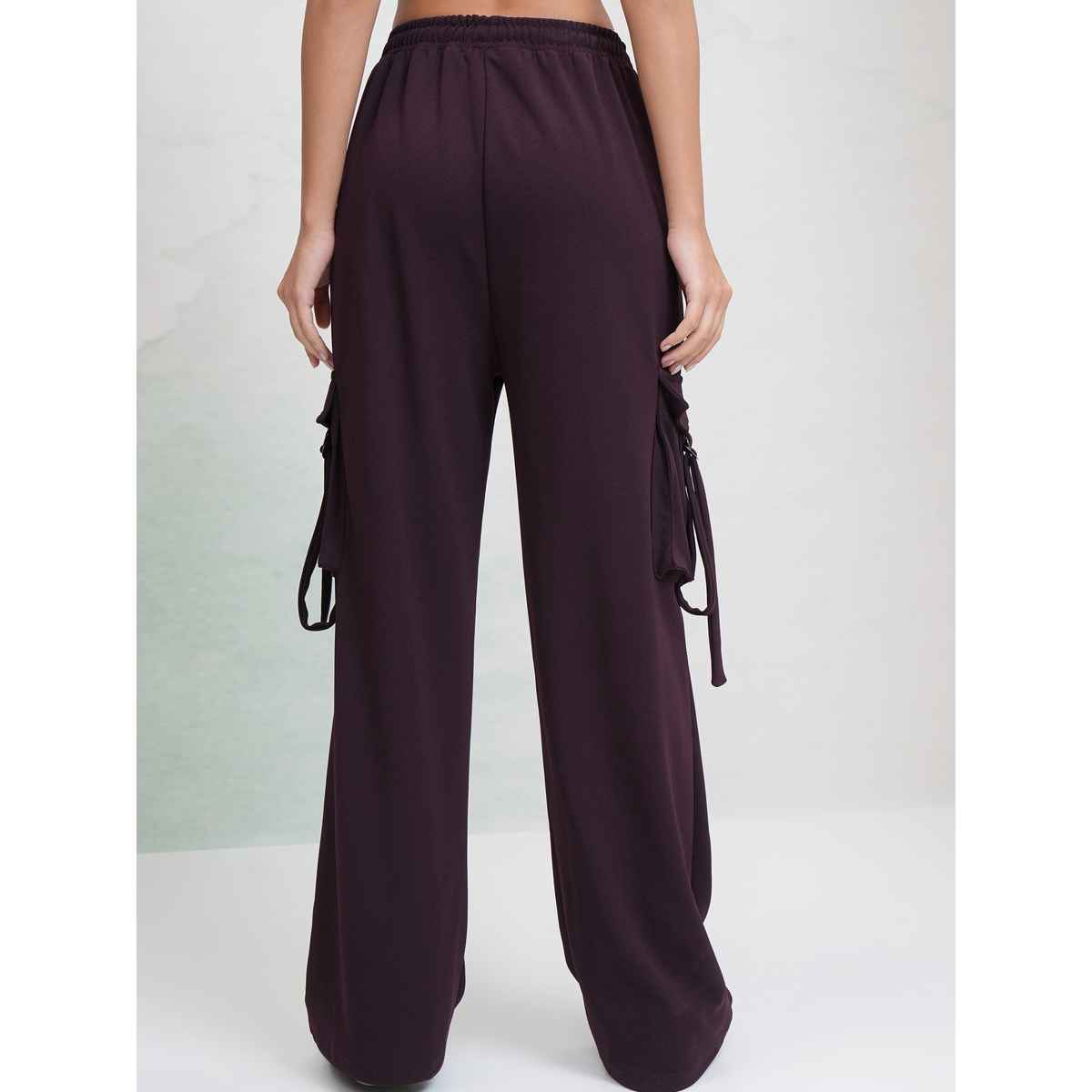 Tokyo Talkies Women's Solid Straight Fit Cargo Pant | Purple - 34