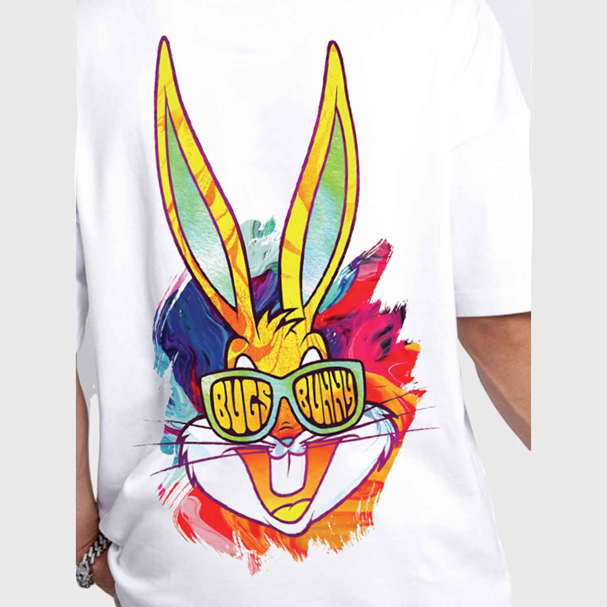 De Tees Men's Oversize T-shirt | M-OST-WHITE-BUNNY | White - S