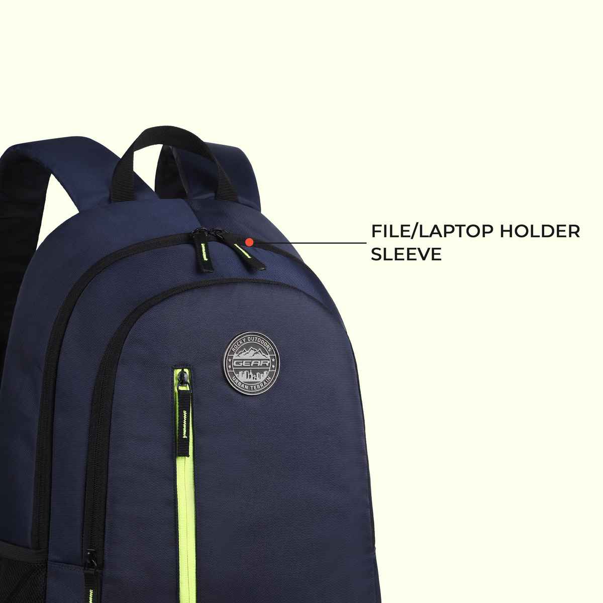 Gear Unisex Polyester 19 L Backpack | Navy Blue and Green