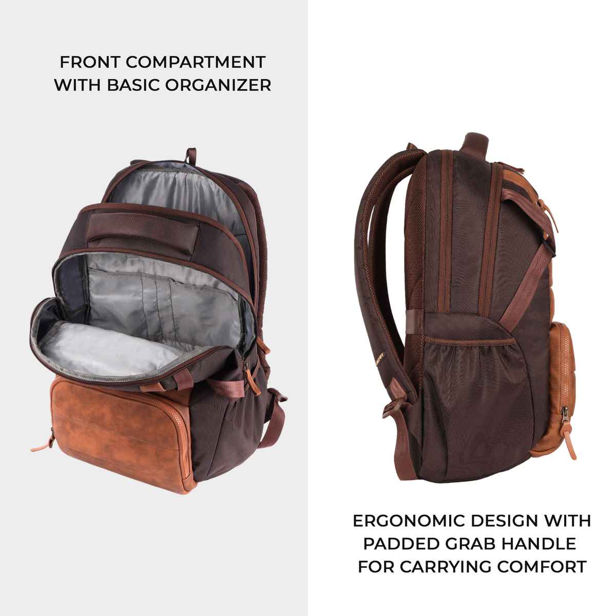 Gear Aspire 4 Faux Leather Laptop Backpack Tan Brown