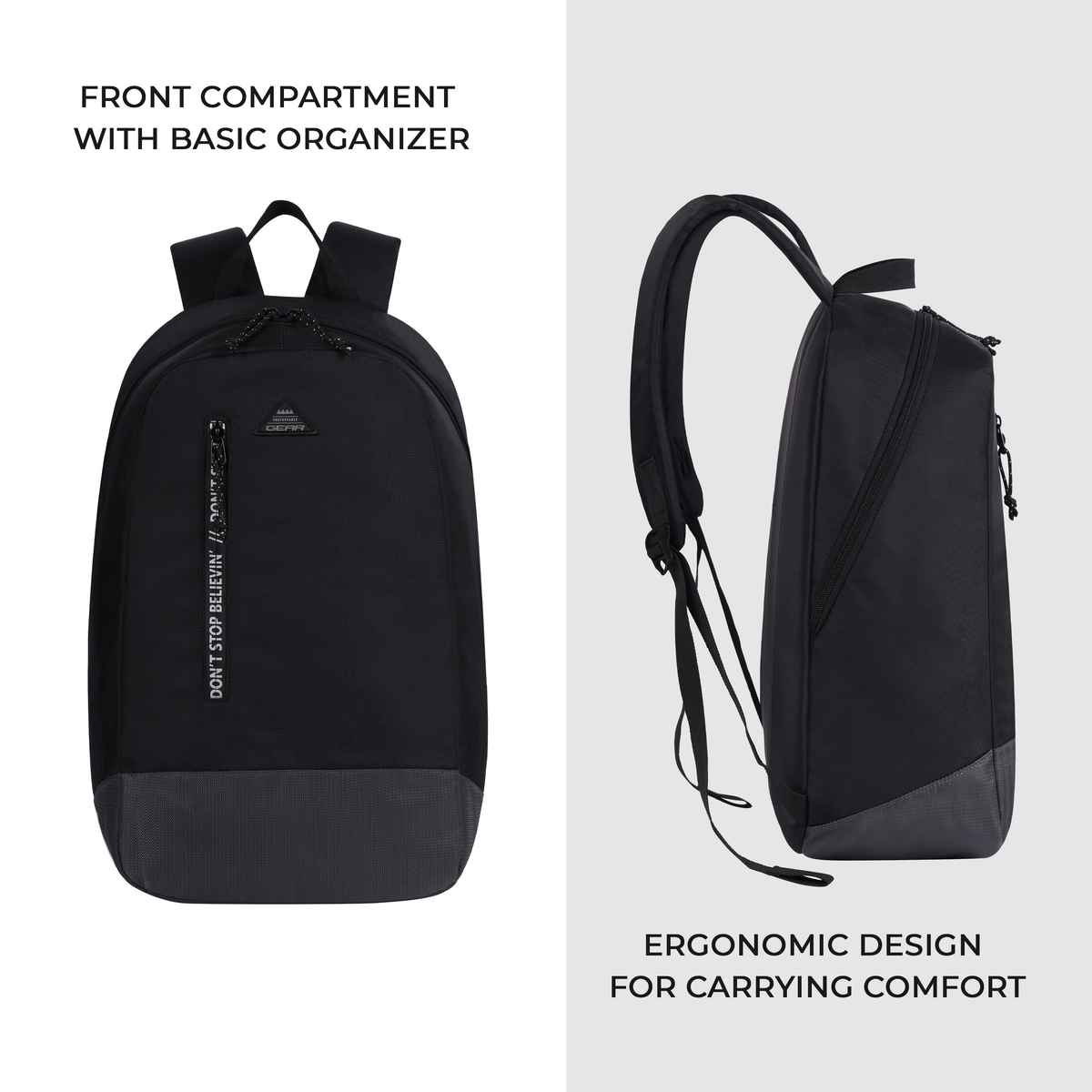 Gear Unisex Modern Polyester 19 L Top Handle Backpack | Black - 17 Inches