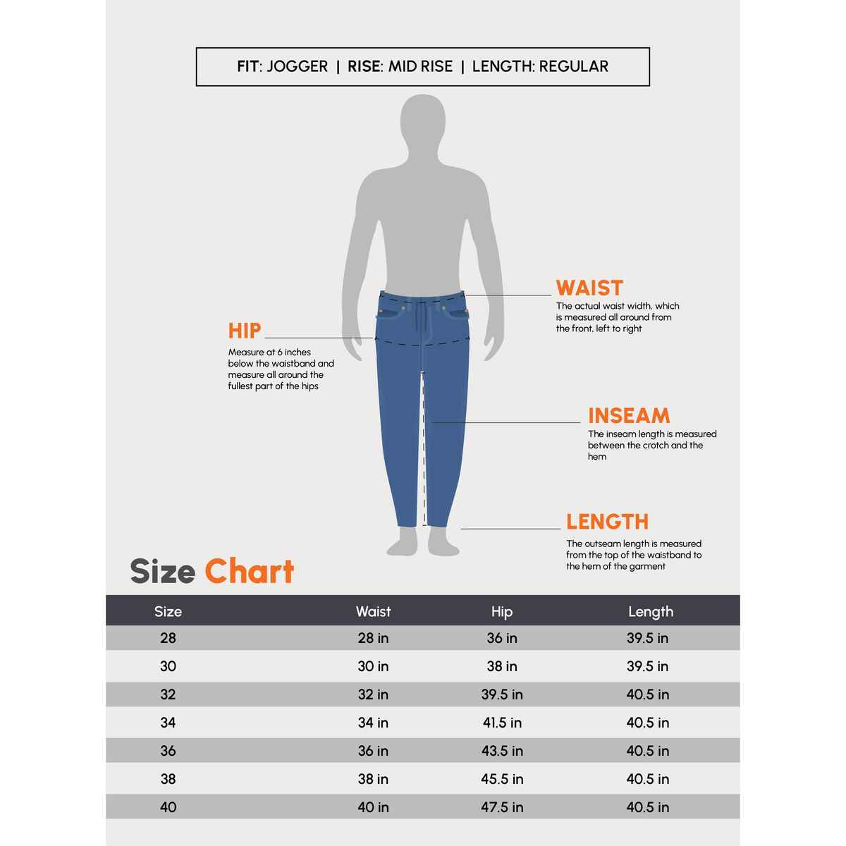 Urbano Fashion Men's Light Grey Slim Fit Stretch Jogger Jeans-36