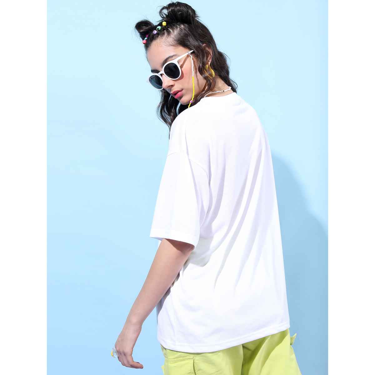 Tokyo Talkies Women's Printed Oversized T-shirt | White - L