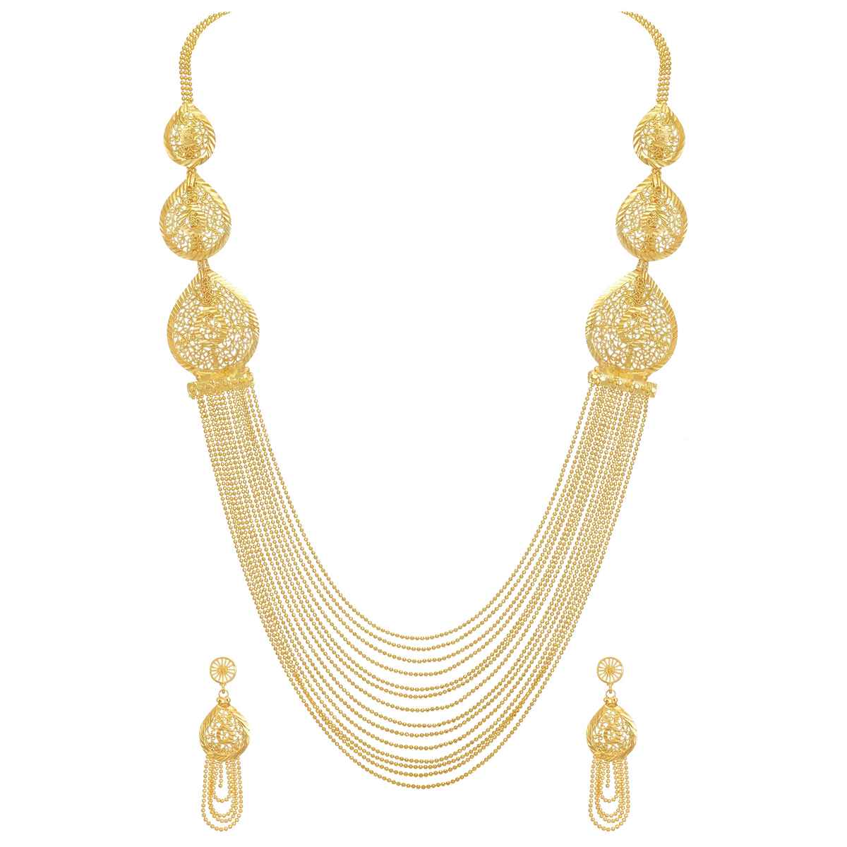 Shining Diva Fashion Long Chain One Gram Gold Plated Traditional Jewellery Set for Women | 11749s