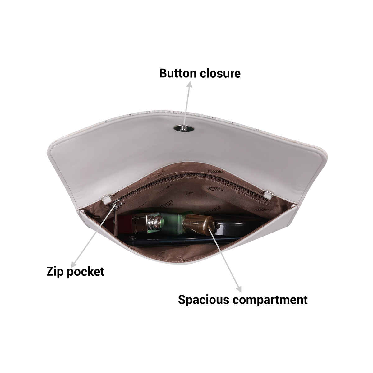 Metro Grey Synthetic Sling Bag for Women | 230-54-14