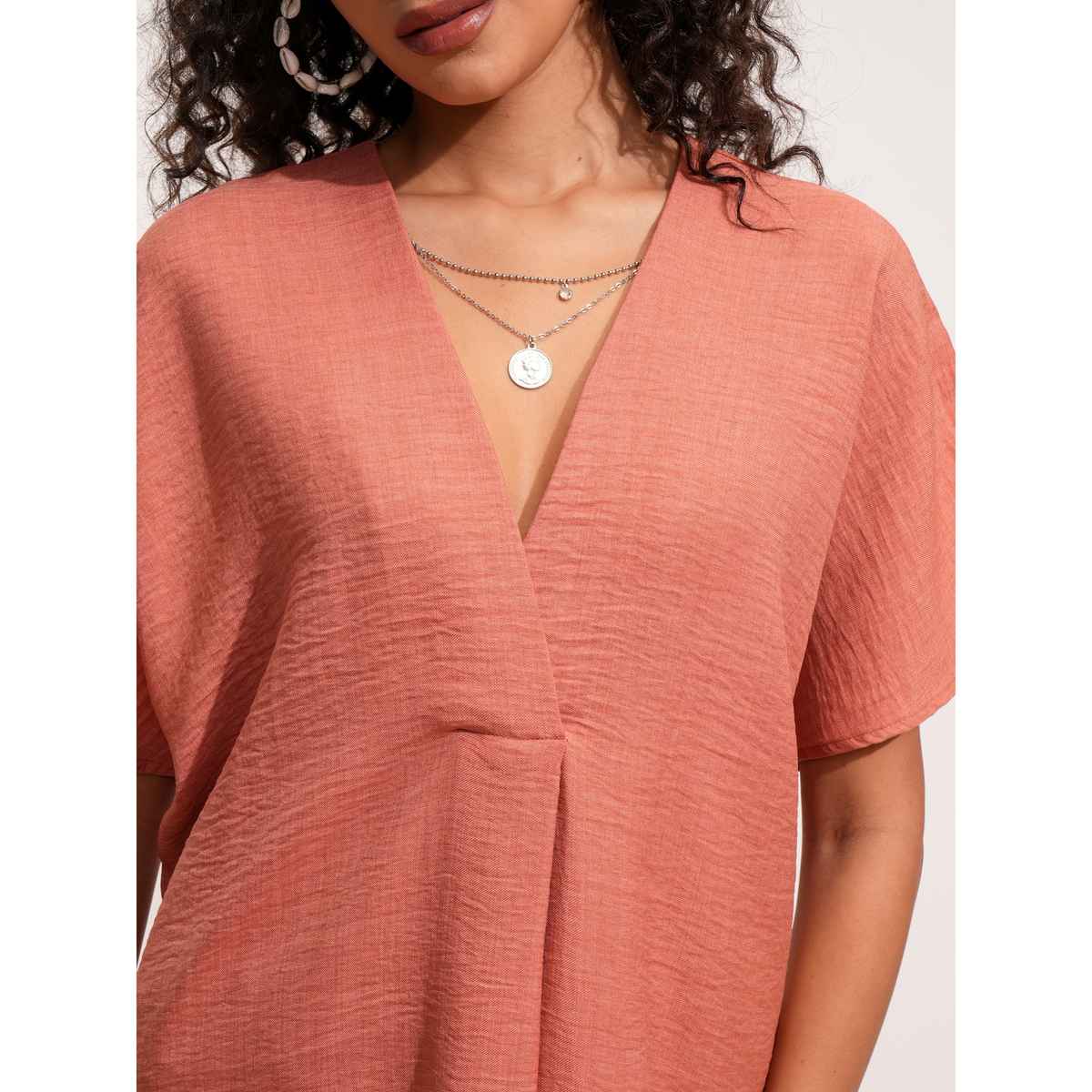 Tokyo Talkies Women's Rust Kaftan Neck Flowy Maxi | Brown - S