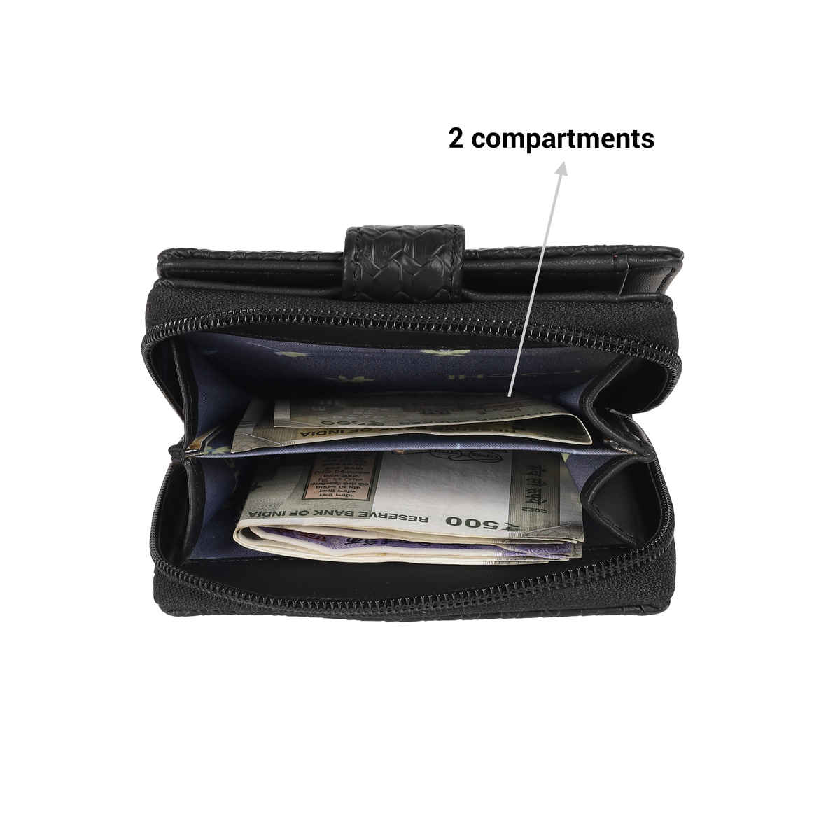 Mochi Black Synthetic Wallet for Women | 95-139-11