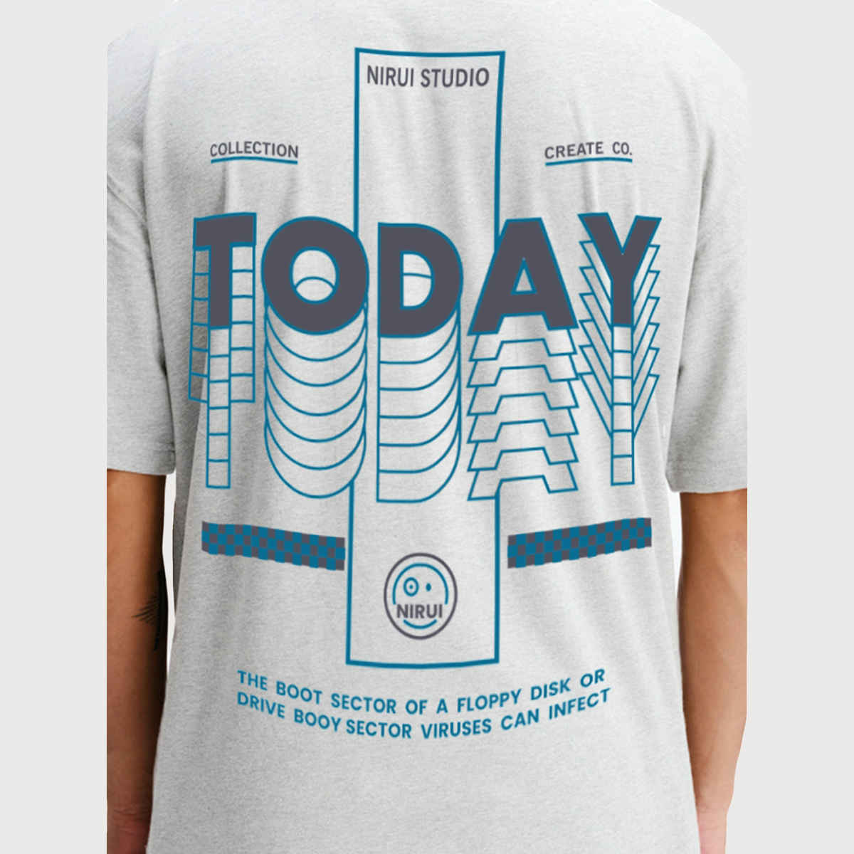 De Tees Men's Oversize T-shirt | M-OST-WHITE-MELANGE-TODAY | Grey Melange - L