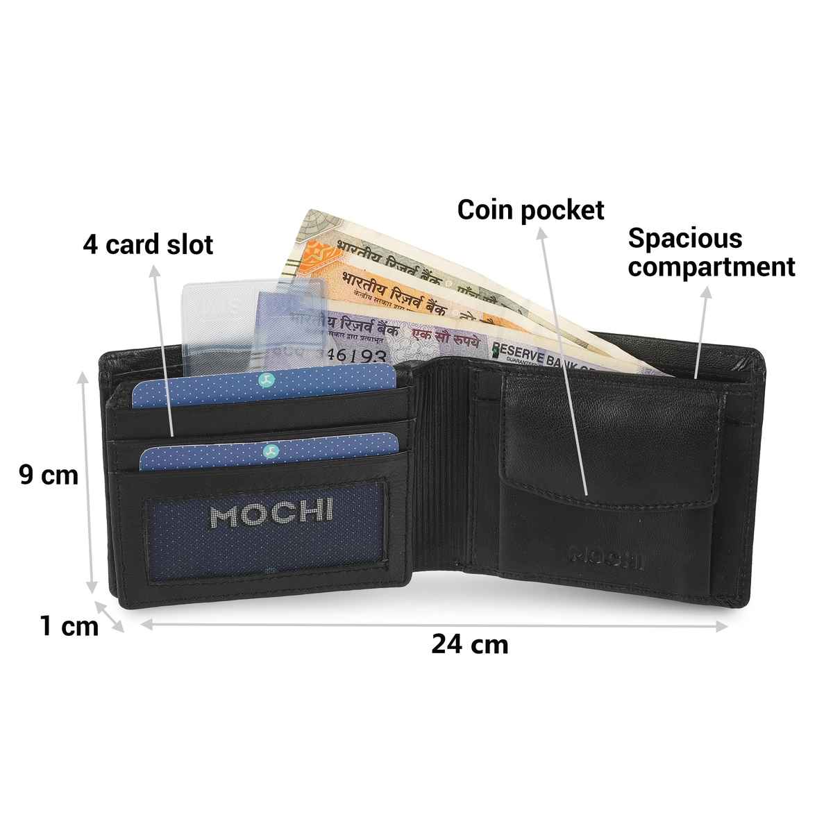 Mochi Men's Genuine Leather Wallet | 21-66-11 | Black