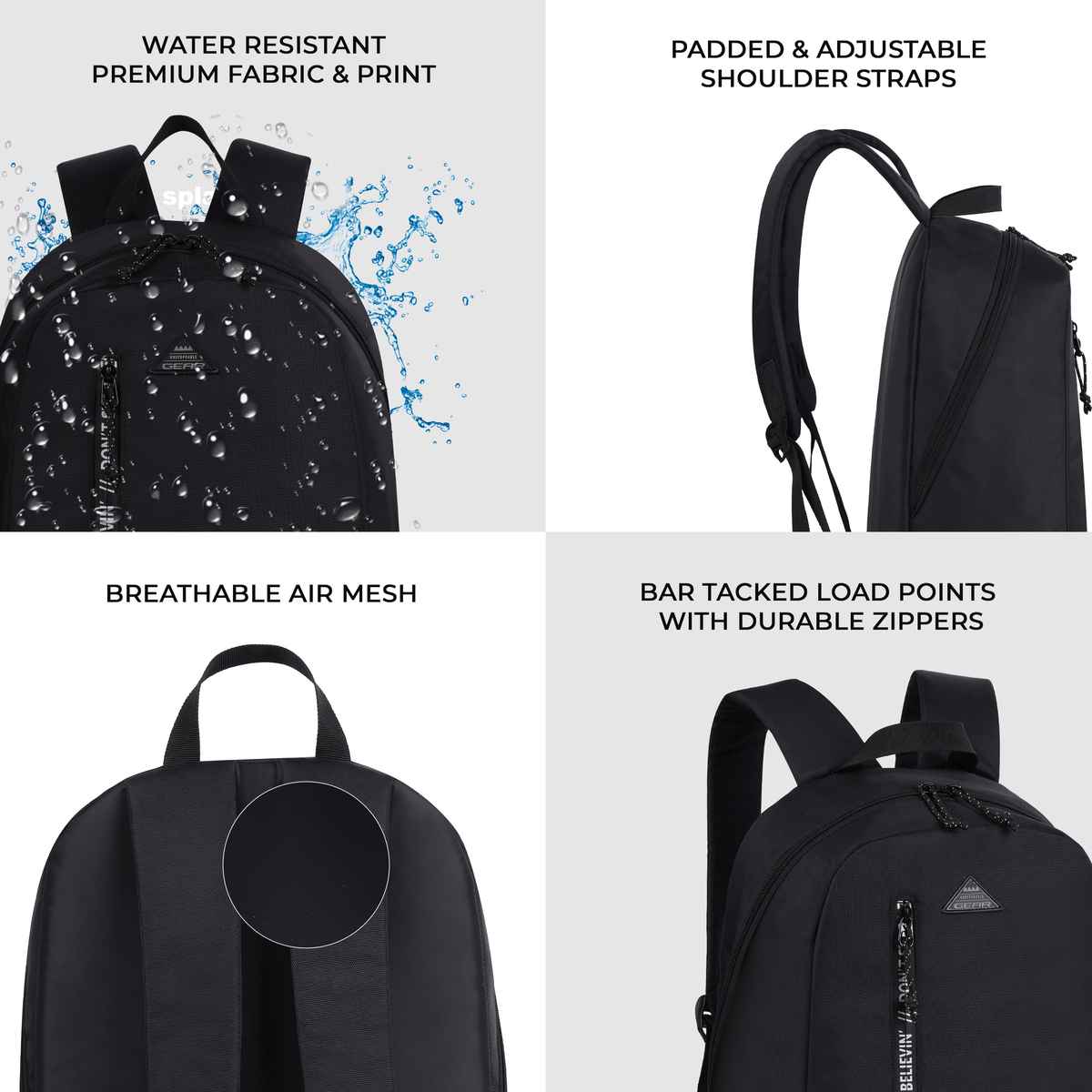 Gear Unisex Modern Polyester 19 L Top Handle Backpack | Black - 17 Inches