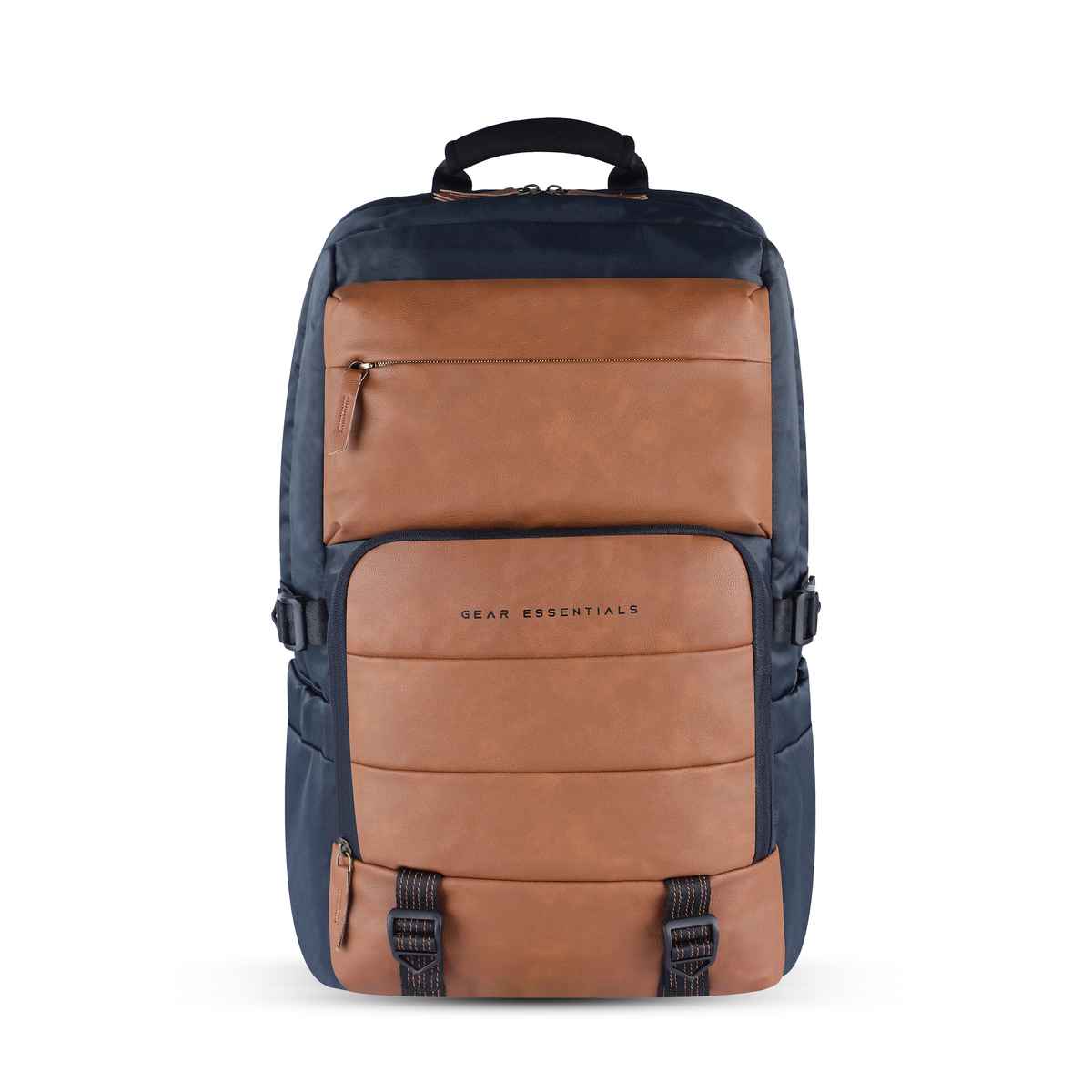 Gear Unisex Solid Polyester and Synthetic Leather 31 L Laptop Backpack | Navy and Tan