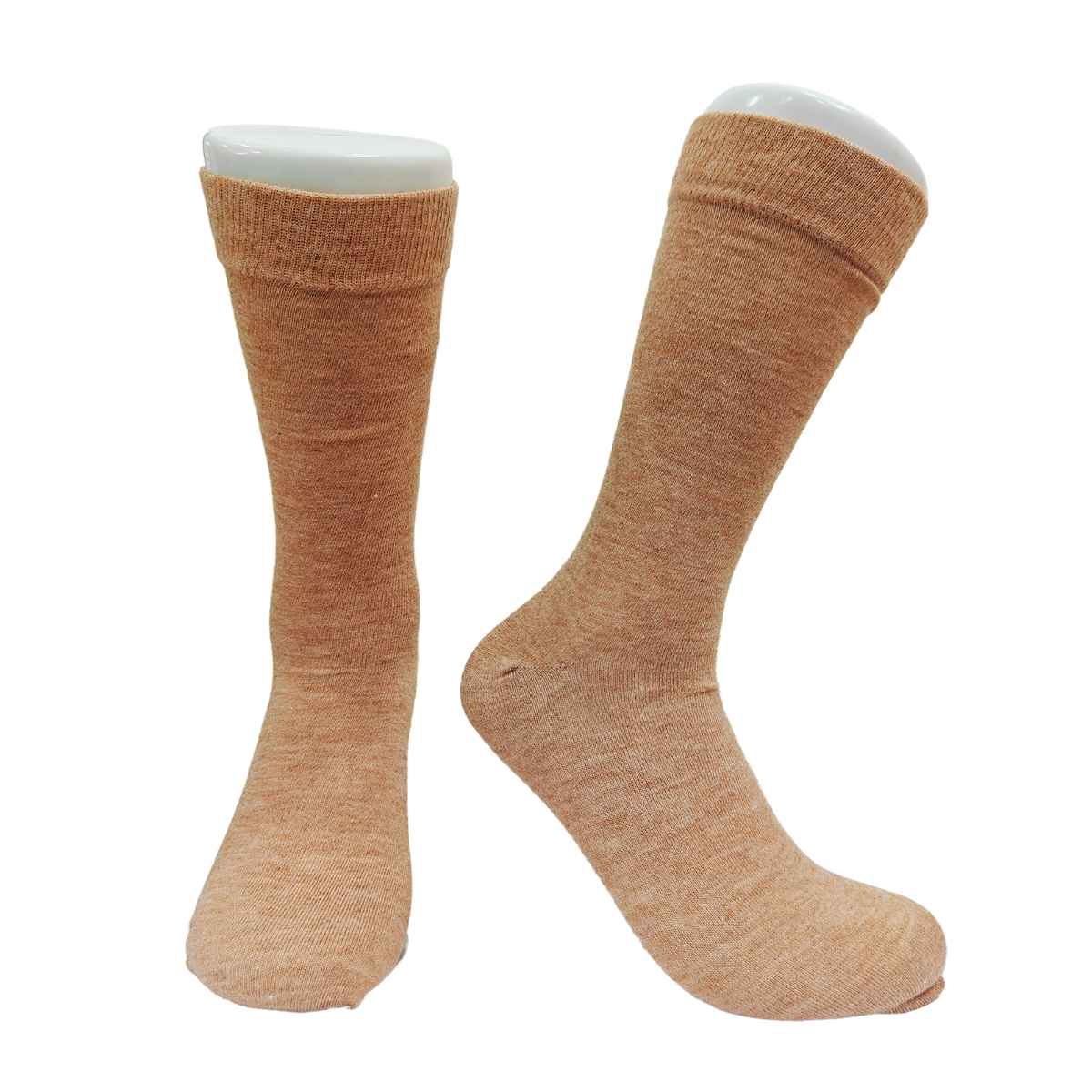 Royal Mart Unisex Solid Wool Full Wollen Socks | Cream - Free Size