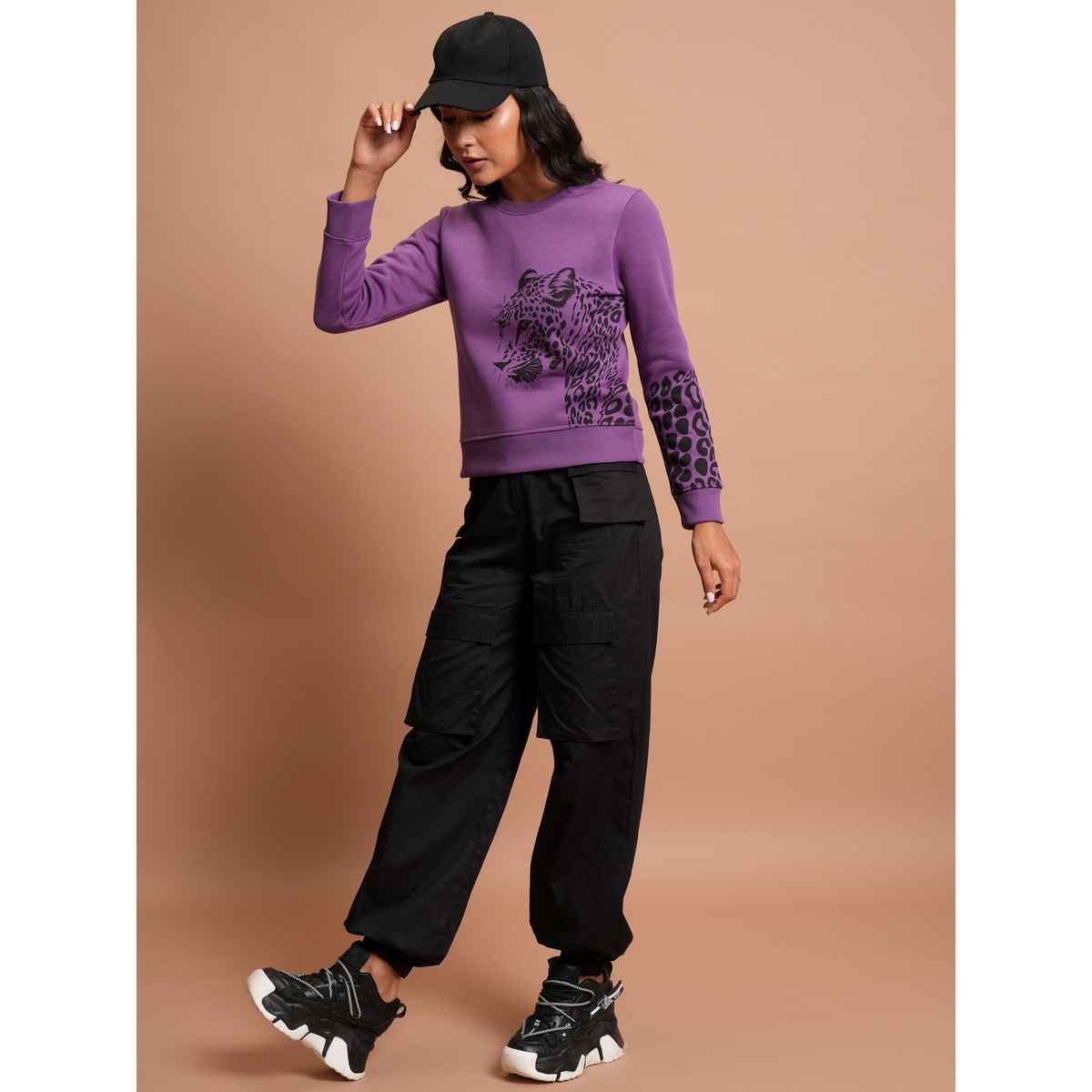 Tokyo Talkies Women's High-Rise Cotton Cargos | Black - 30