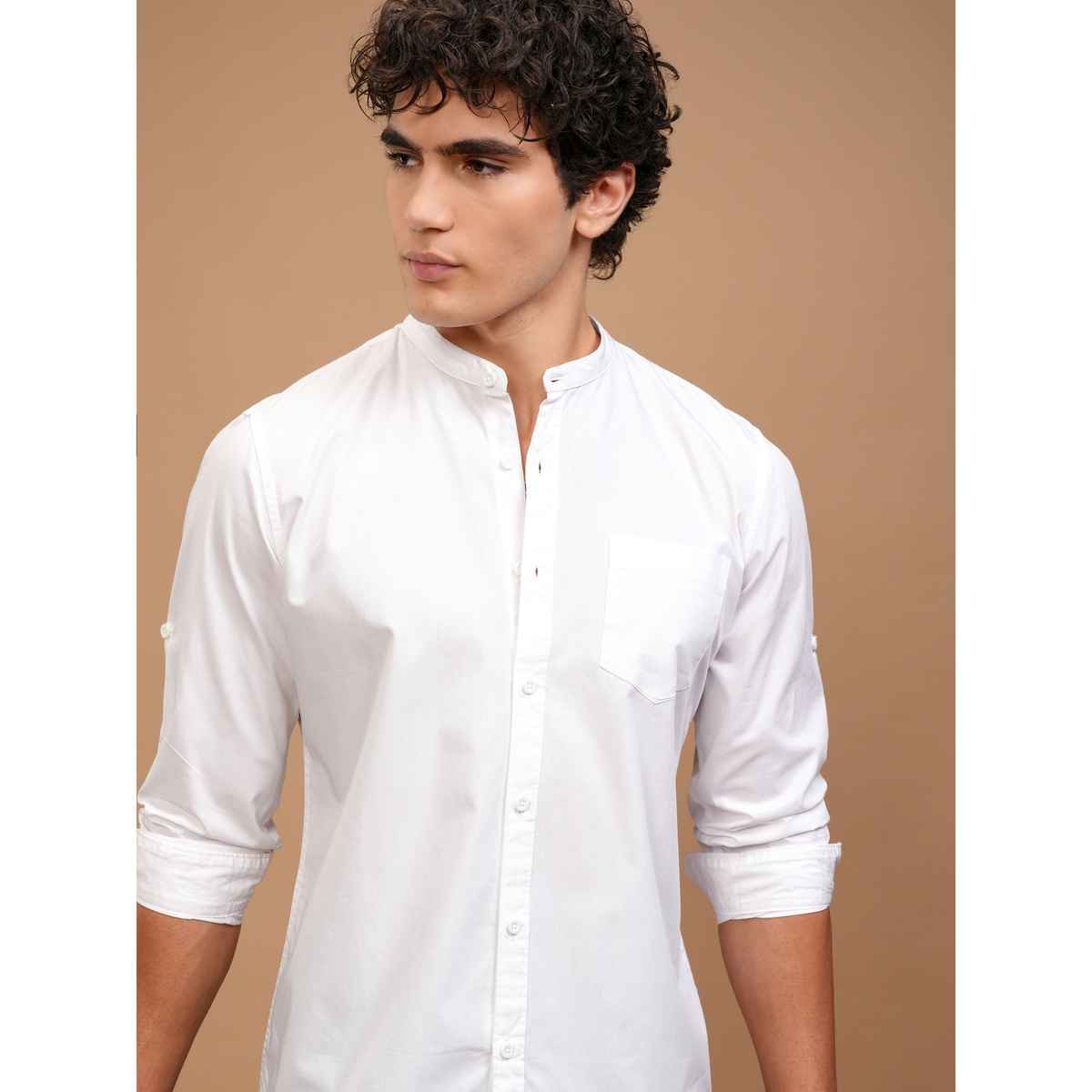 Highlander Men Slim Fit Casual Shirt | White | S