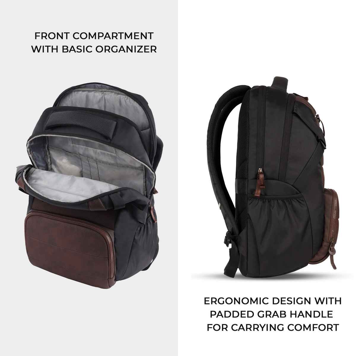 Gear Aspire 4 Faux Leather Laptop Backpack Brown Black