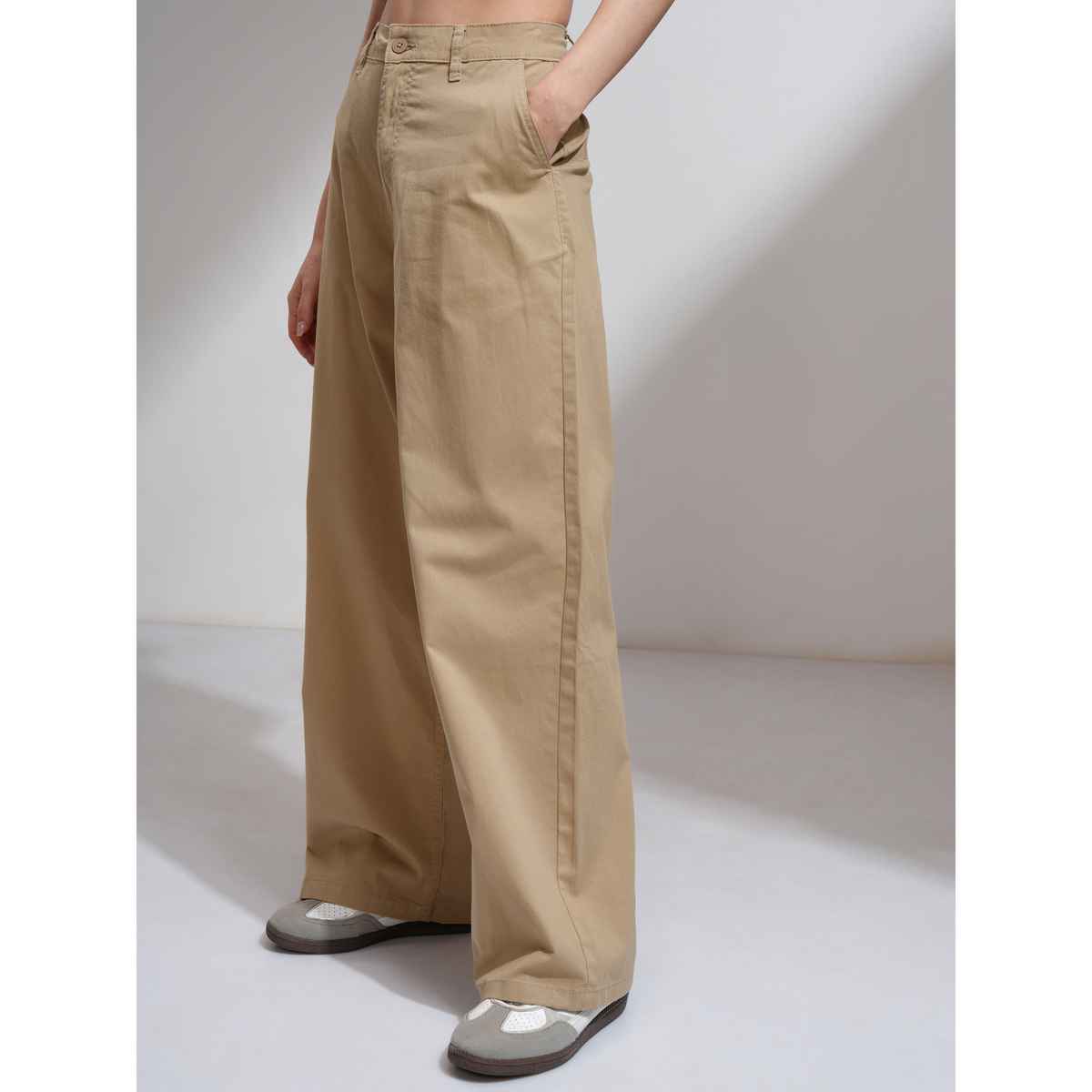 Tokyo Talkies Women's High Waist Wide Leg Trosuer | Brown - XL