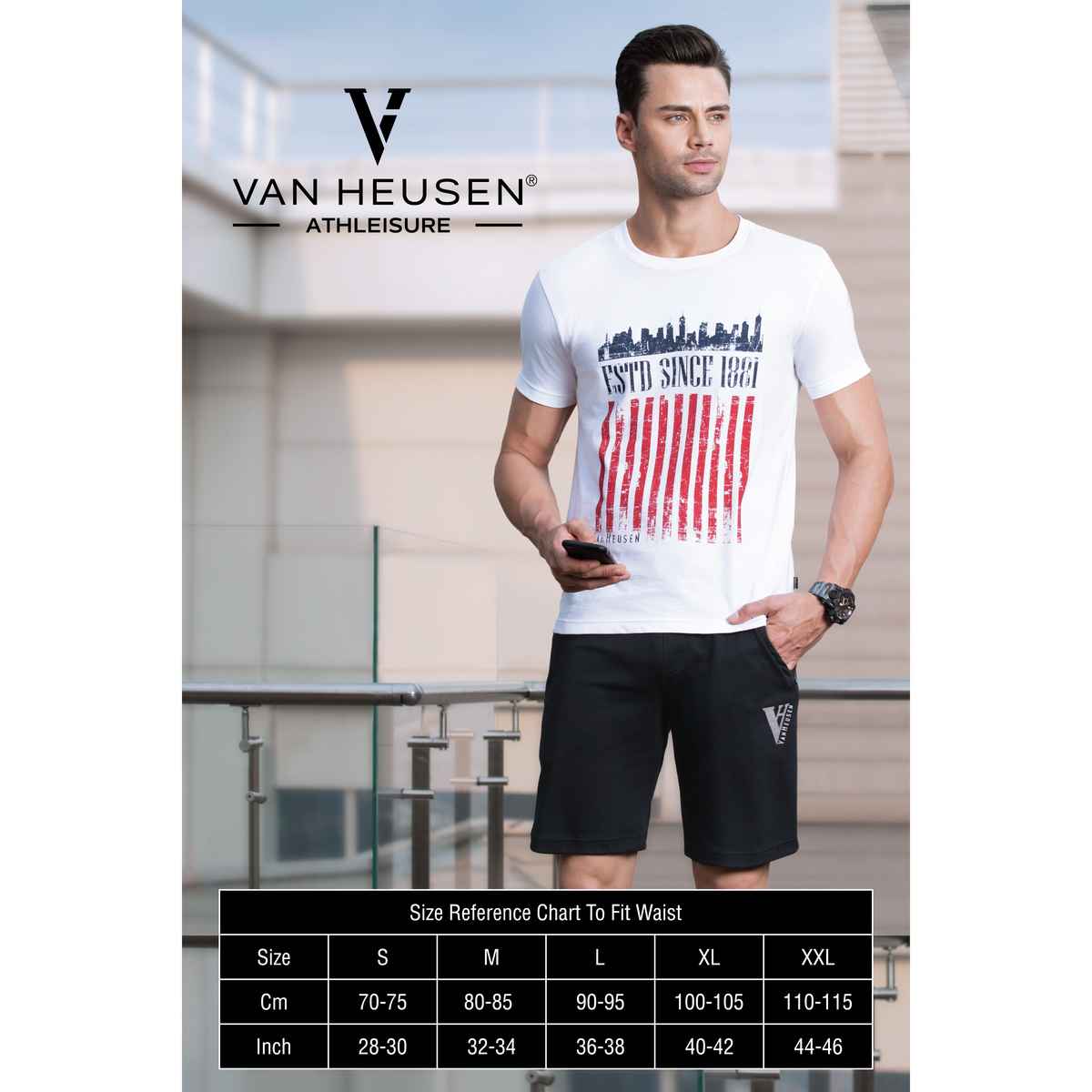 Van Heusen Athleisure Men Cotton Black Solid Smart Tech Easy Stain Release Knit Shorts |XL