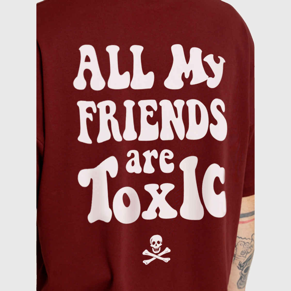 De Tees Men's Oversize T-shirt | M-OST-MAROON-TOXIC | Maroon - S