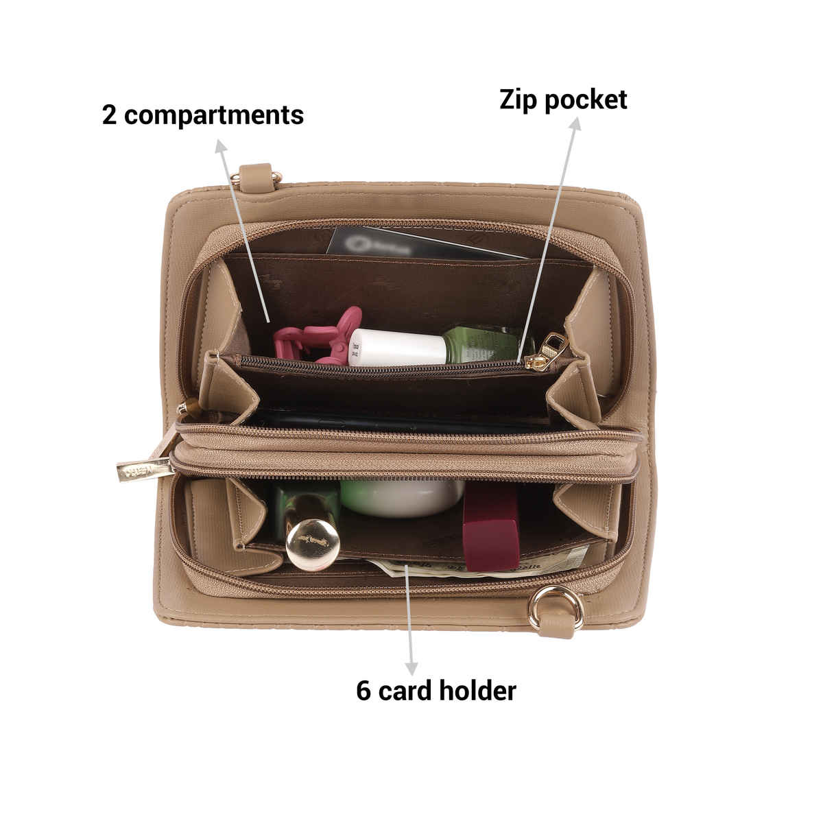 Metro Beige Synthetic Wallet for Women | 95-115-20