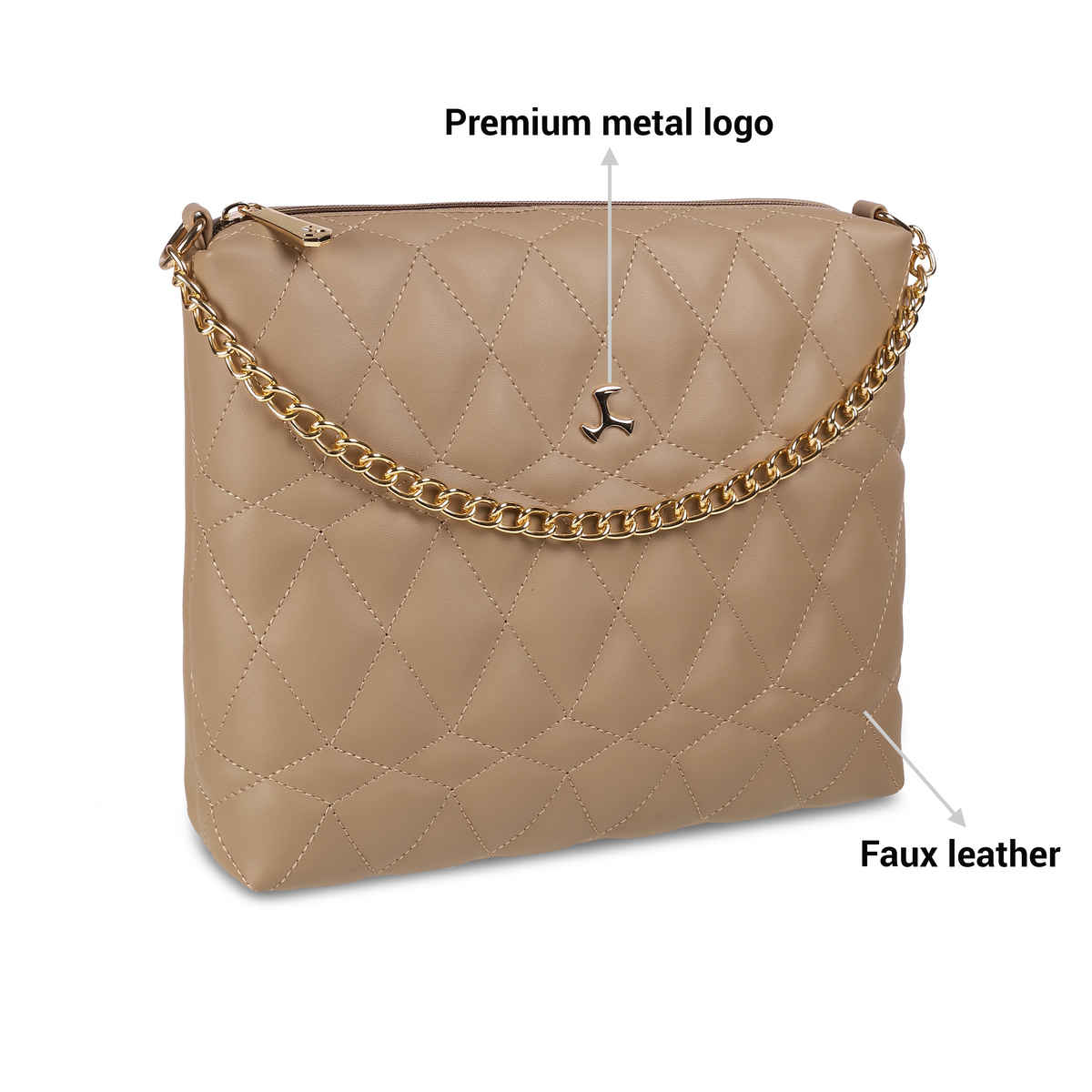 Mochi Beige Synthetic Sling Bag for Women | 66-7673-20