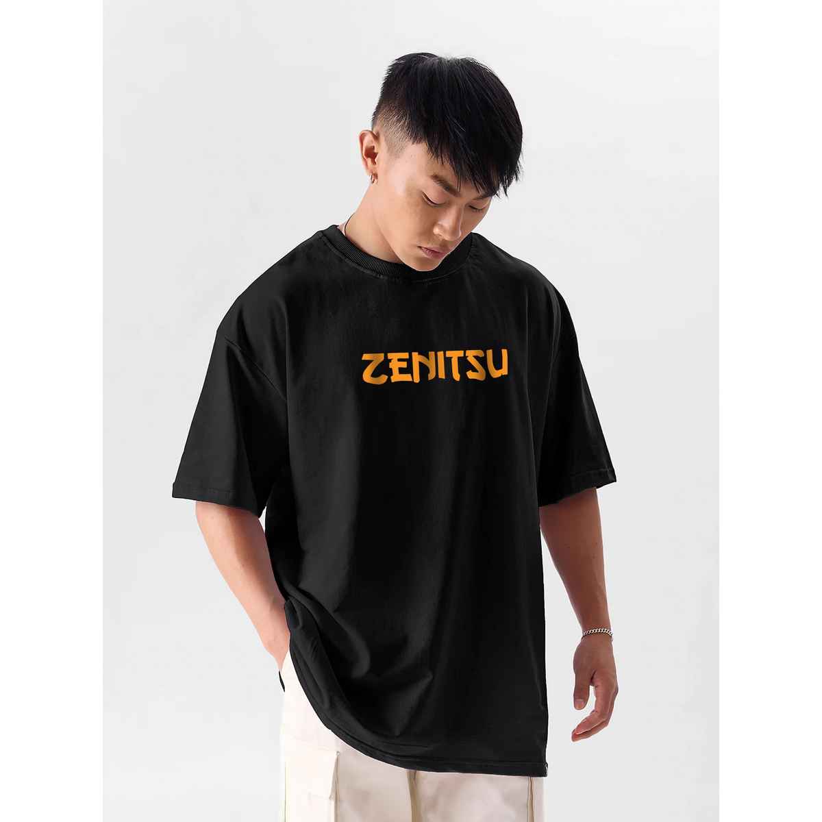 De Tees Men's Oversize T-shirt | M-OST-ZENITSU-2 | Black - XL