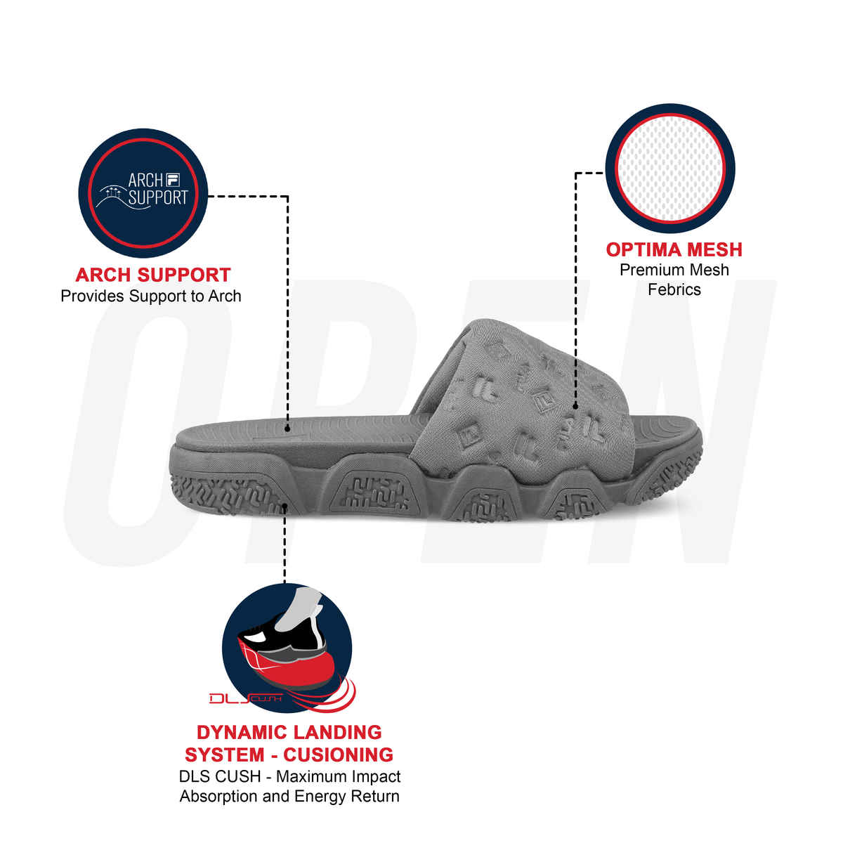 Fila Candor Sliders For Men And Women | Grey | (Size- 8)