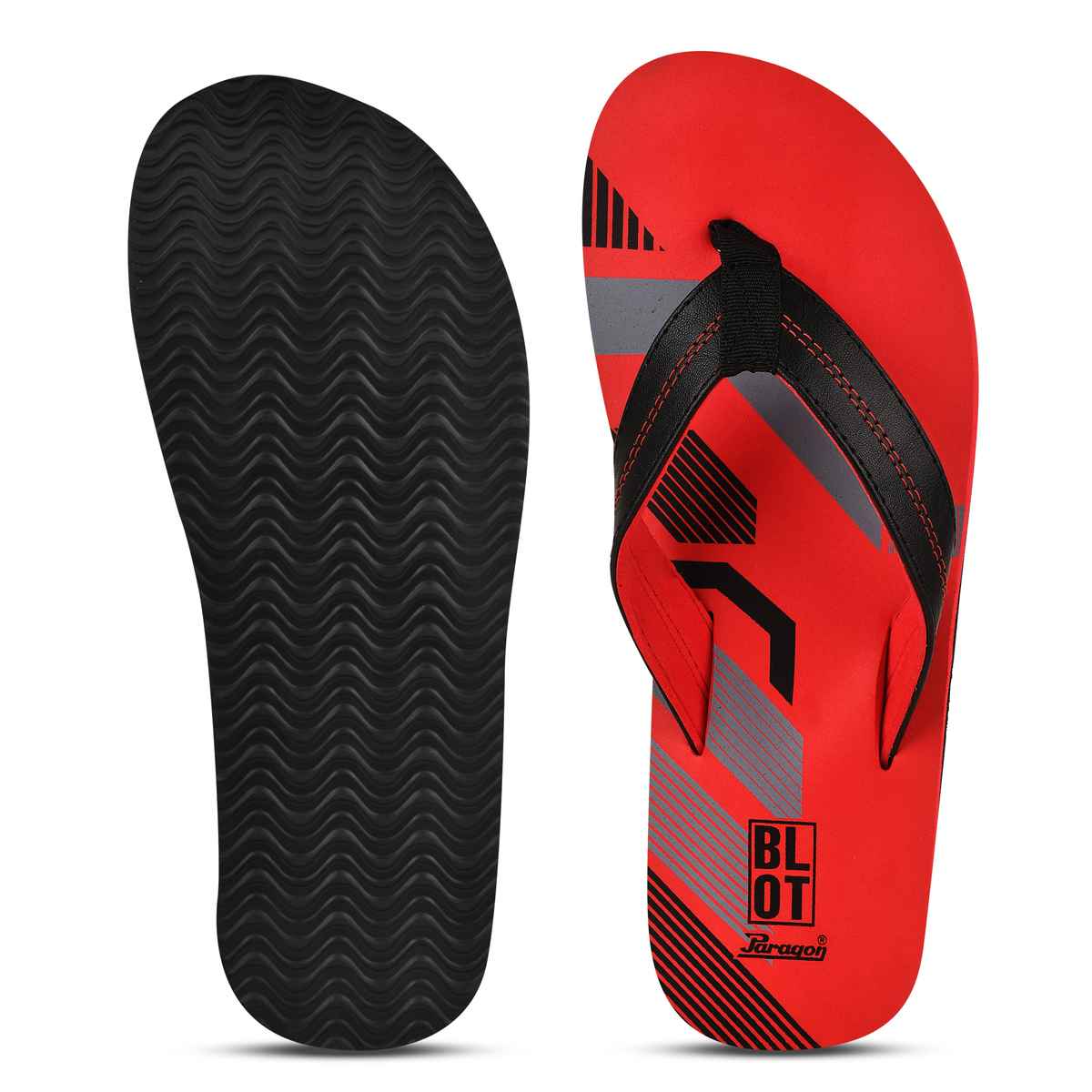 Paragon Men Printed Lightweight Rubber Thong Flipflops | Red | 9