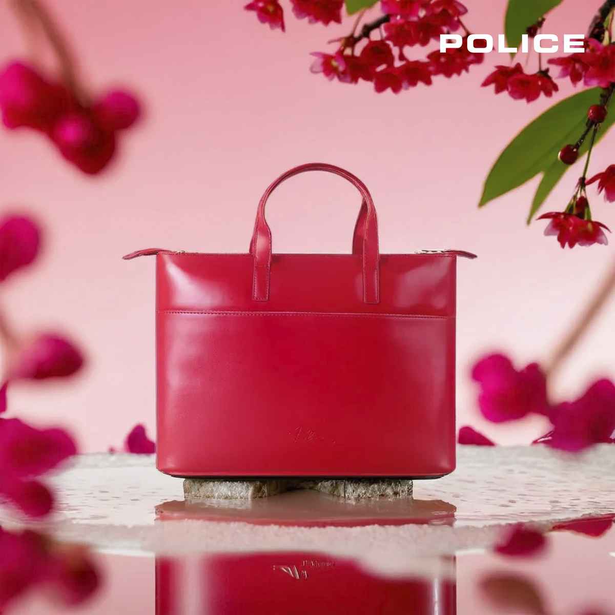 Police Solid PU 2 L Top Handle Office Bag | Red - Free Size