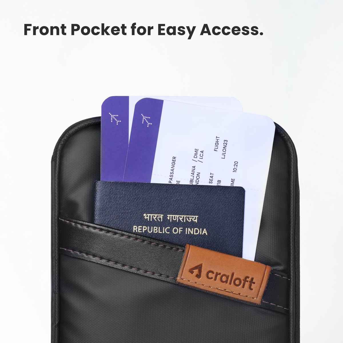 Craloft Family Passport Holder Bag Wallet Pouch Cover For Men & Women - Travel Essentials Organizer (1pc) & Trajectory Unisex Solid Polyester Neck Pillow | Black - One Size (1pc) Combo
