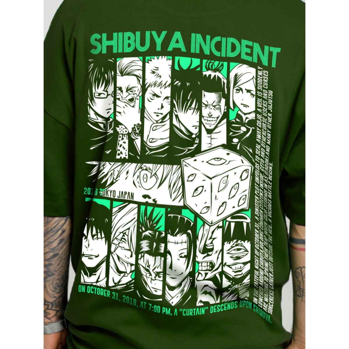 De Tees Men's Oversize T-shirt | M-OST-OLIVE-SHIBUYA | Olive - S