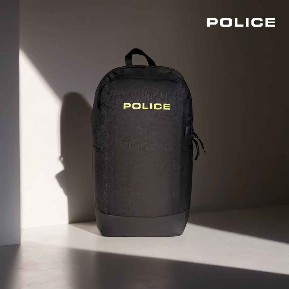 Police Unisex Brand Logo Nylon 20 L Top Handle Backpack | Black - 15 Inches
