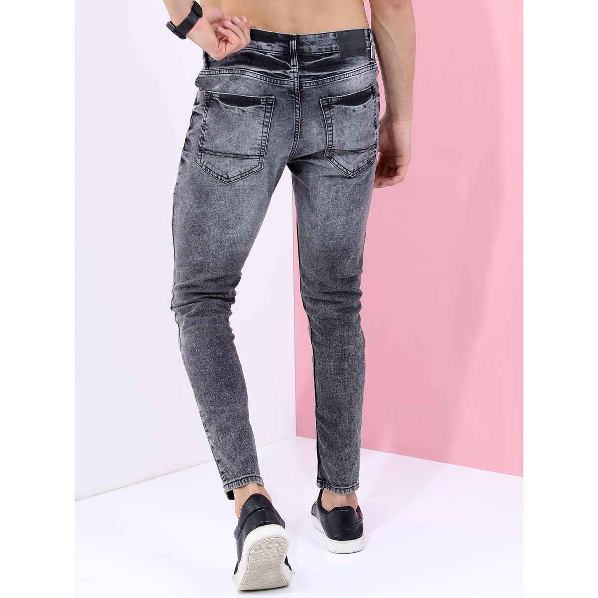 Highlander Men's Tapered Fit Heavy Fade Stretchable Jeans | Grey - 38