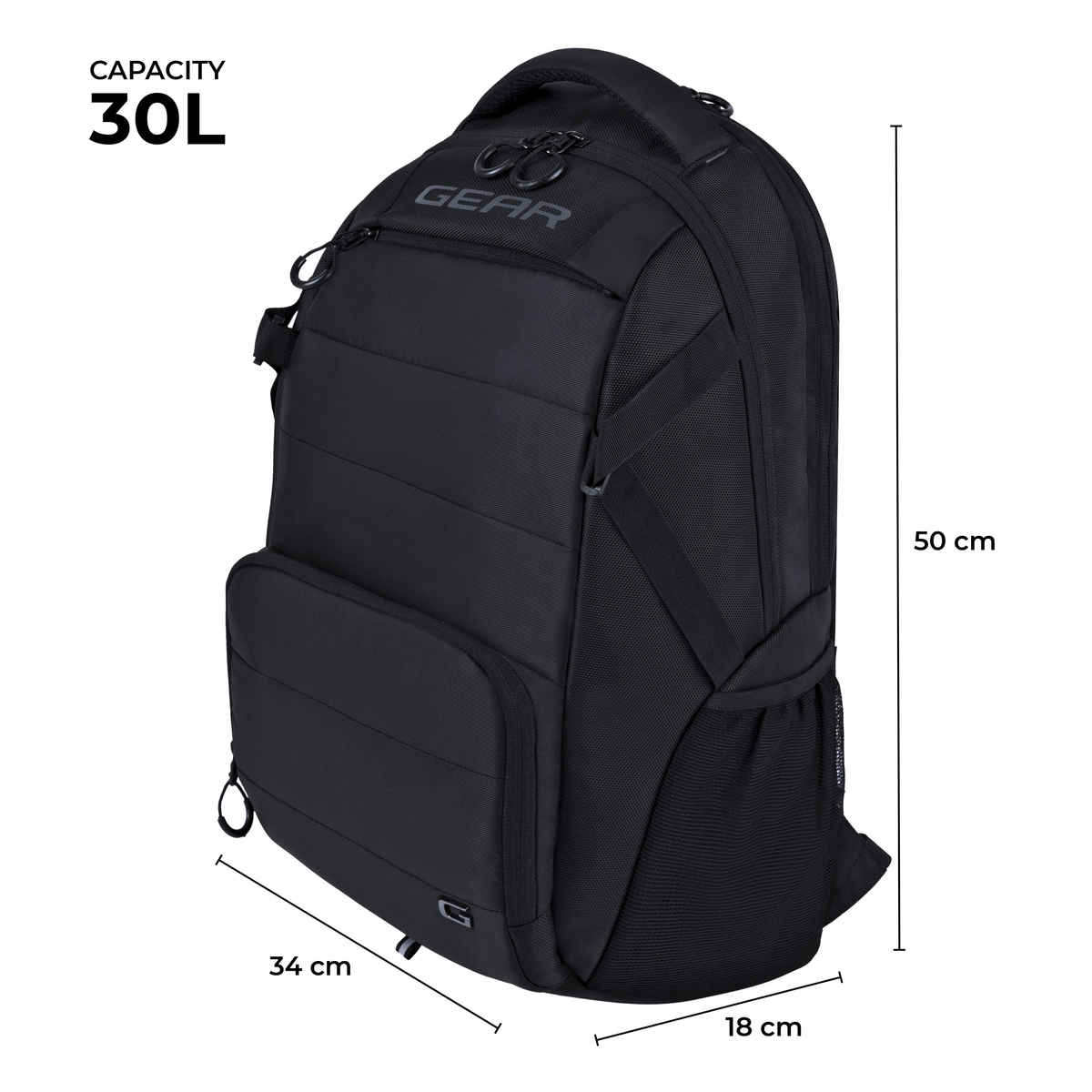 Gear Unisex Solid Artificial Leather 30 L Laptop Backpack | Black - One Size
