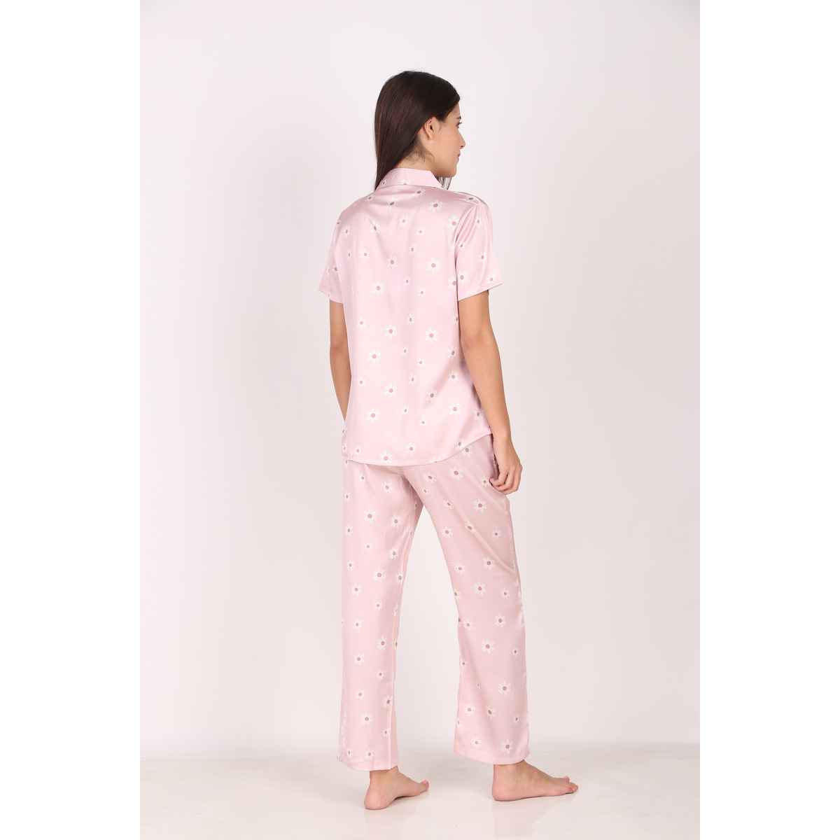 Masha Women's Daisy Pink Satin Pajamas | Set | M