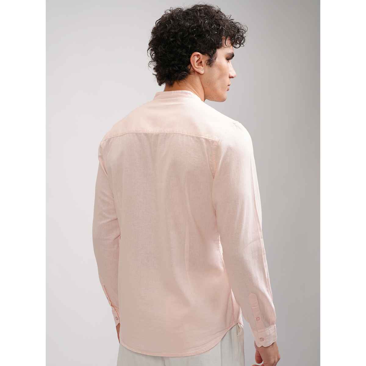 Highlander Men Slim Fit Solid Casual Shirt | Pink | L