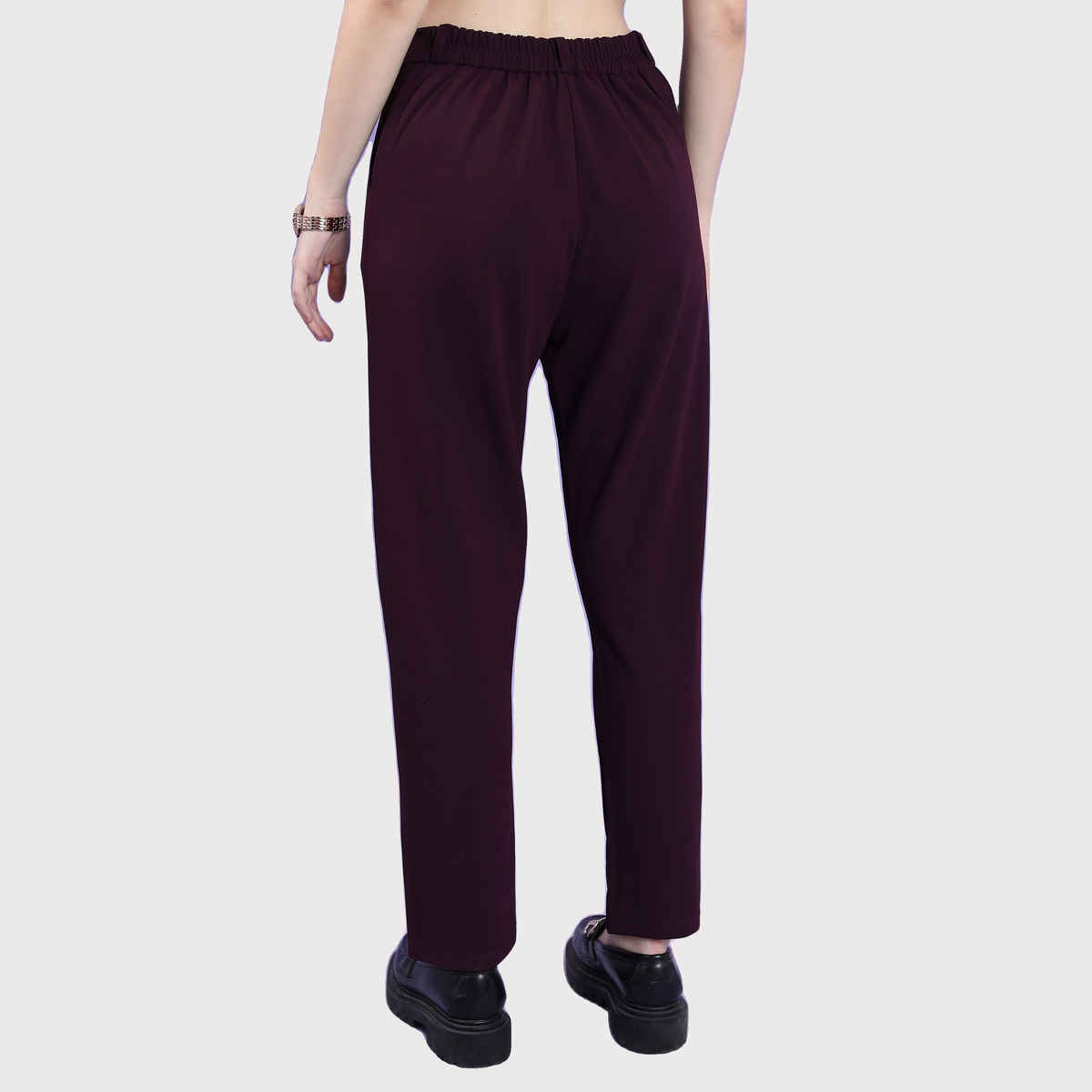 Tokyo Talkies Women's Slim Fit High-Rise Trouser | Plum - 32